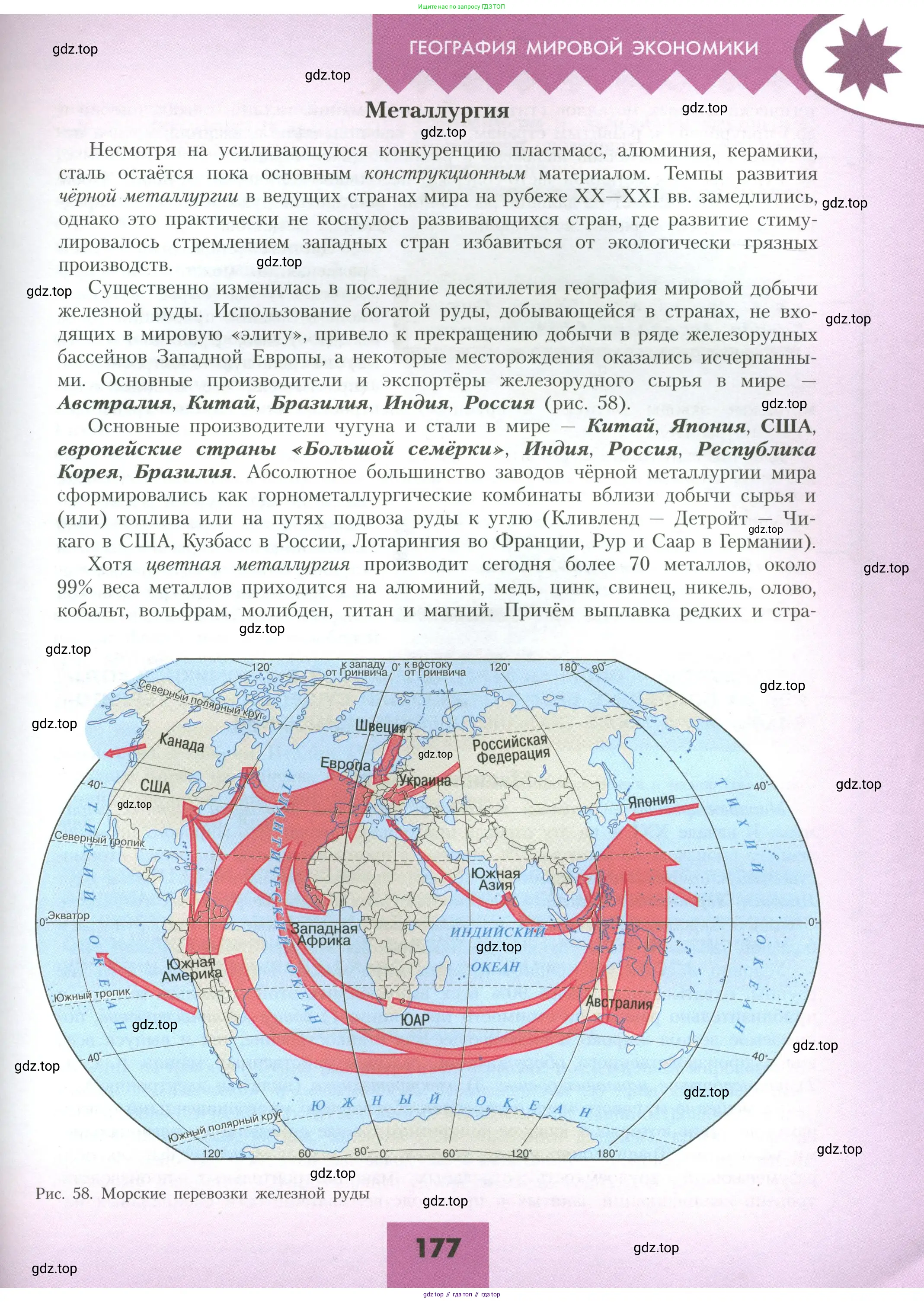 География, 10 класс Учебник, авторы: Гладкий Юрий Никифорович, Николина Вера Викторовна, издательство Просвещение, Москва, 2019, жёлтого цвета, страница 177