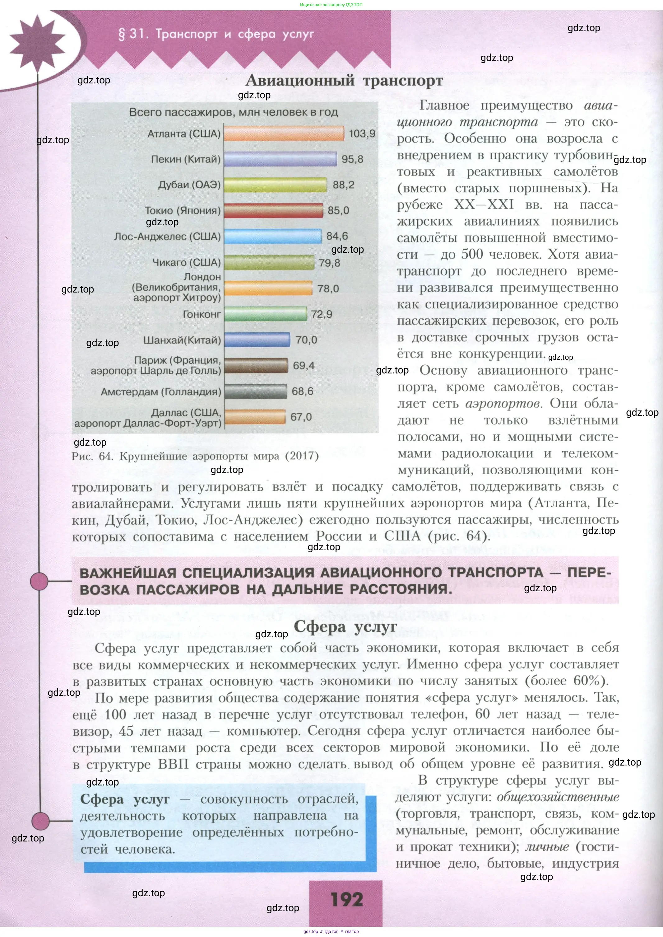 География, 10 класс Учебник, авторы: Гладкий Юрий Никифорович, Николина Вера Викторовна, издательство Просвещение, Москва, 2019, жёлтого цвета, страница 192