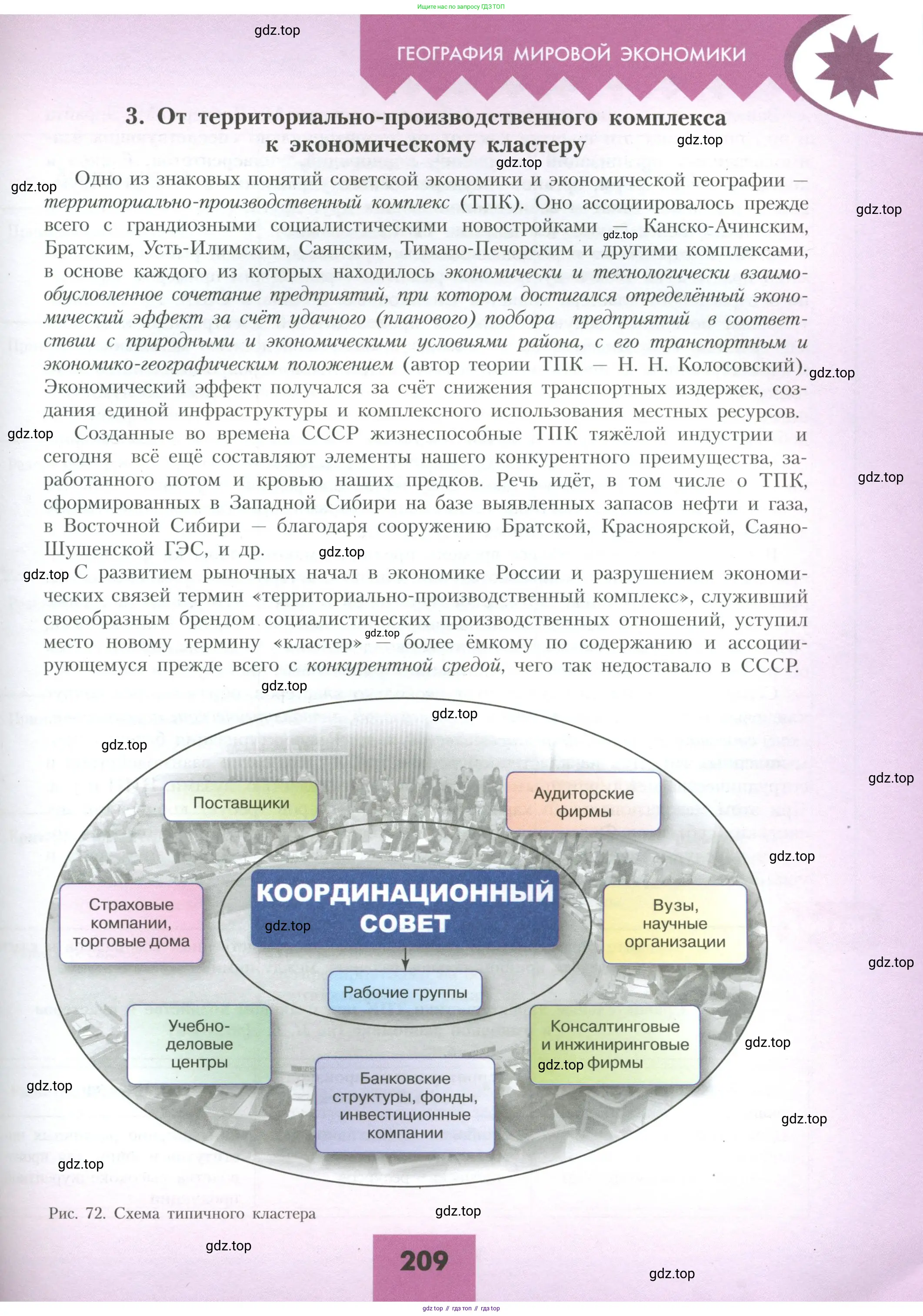 География, 10 класс Учебник, авторы: Гладкий Юрий Никифорович, Николина Вера Викторовна, издательство Просвещение, Москва, 2019, жёлтого цвета, страница 209