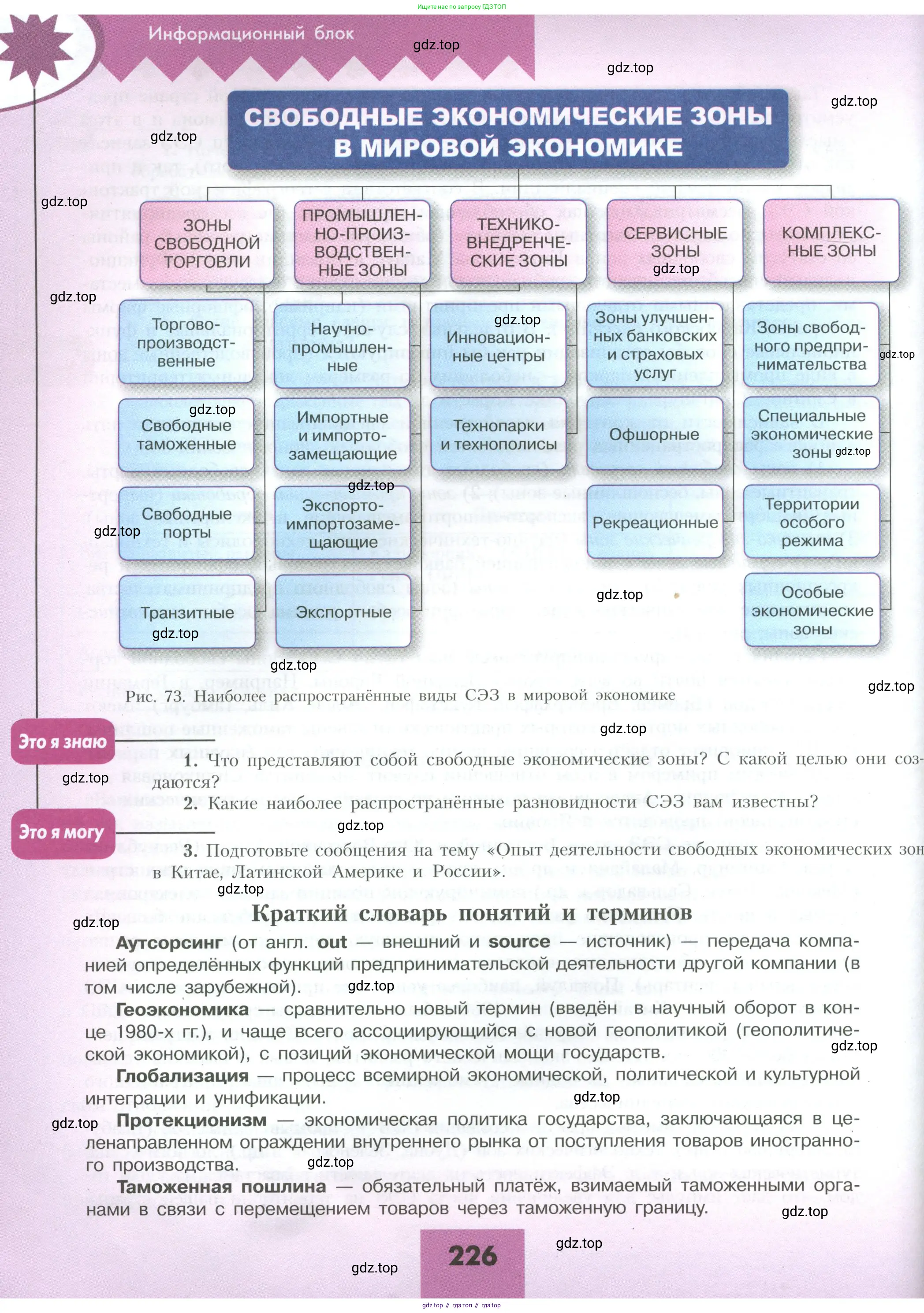 География, 10 класс Учебник, авторы: Гладкий Юрий Никифорович, Николина Вера Викторовна, издательство Просвещение, Москва, 2019, жёлтого цвета, страница 226