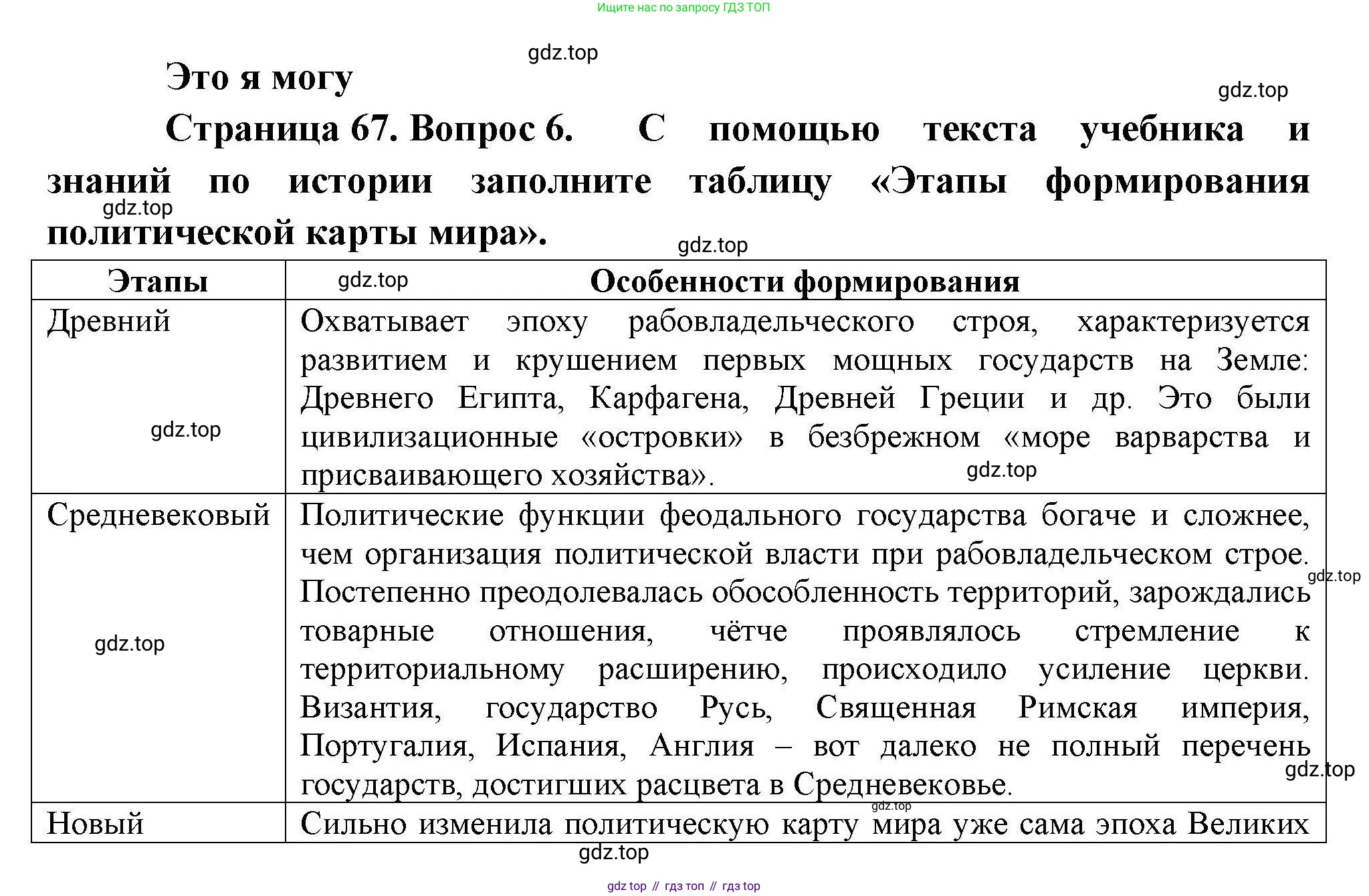 География, 10 класс Учебник, авторы: Гладкий Юрий Никифорович, Николина Вера Викторовна, издательство Просвещение, Москва, 2019, жёлтого цвета, страница 67, номер 6, Решение