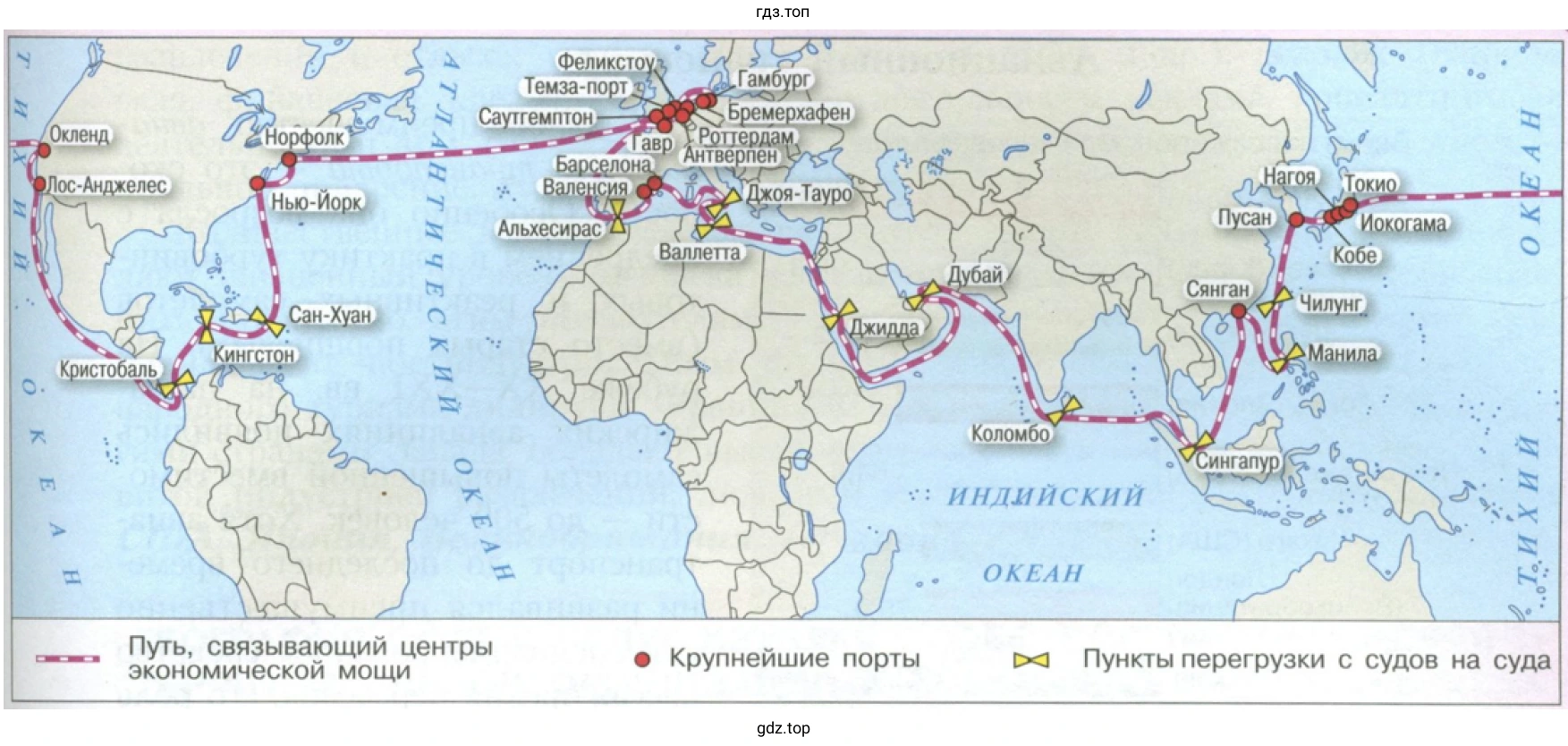 Контурная карта. Крупнейшие морские транспортные узлы