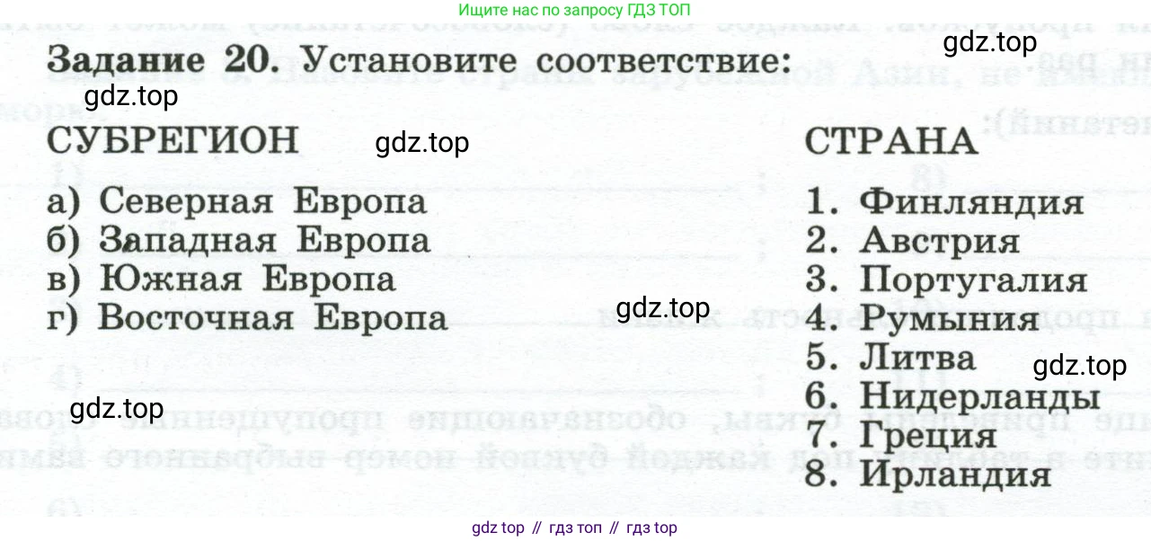 География, 10-11 класс рабочая тетрадь, авторы: Максаковский Владимир Павлович, Заяц Дмитрий Викторович, издательство Просвещение, Москва, 2019, страница 35, номер 20, Условие