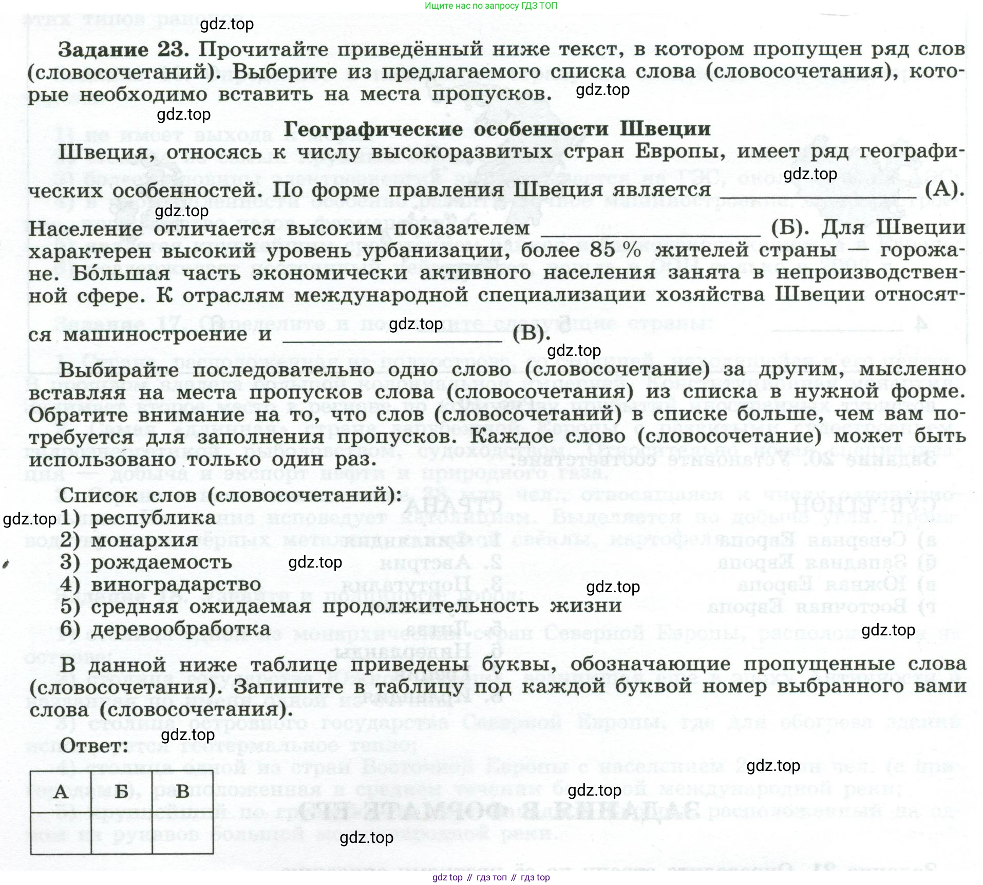 География, 10-11 класс рабочая тетрадь, авторы: Максаковский Владимир Павлович, Заяц Дмитрий Викторович, издательство Просвещение, Москва, 2019, страница 36, номер 23, Условие
