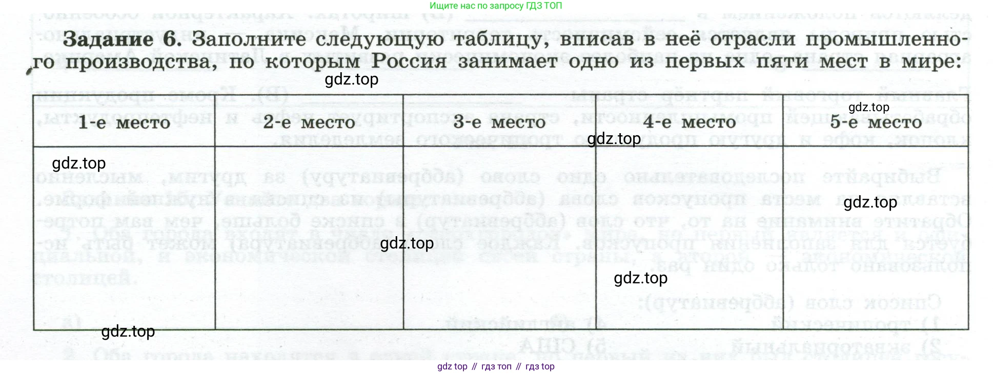 География, 10-11 класс рабочая тетрадь, авторы: Максаковский Владимир Павлович, Заяц Дмитрий Викторович, издательство Просвещение, Москва, 2019, страница 58, номер 6, Условие