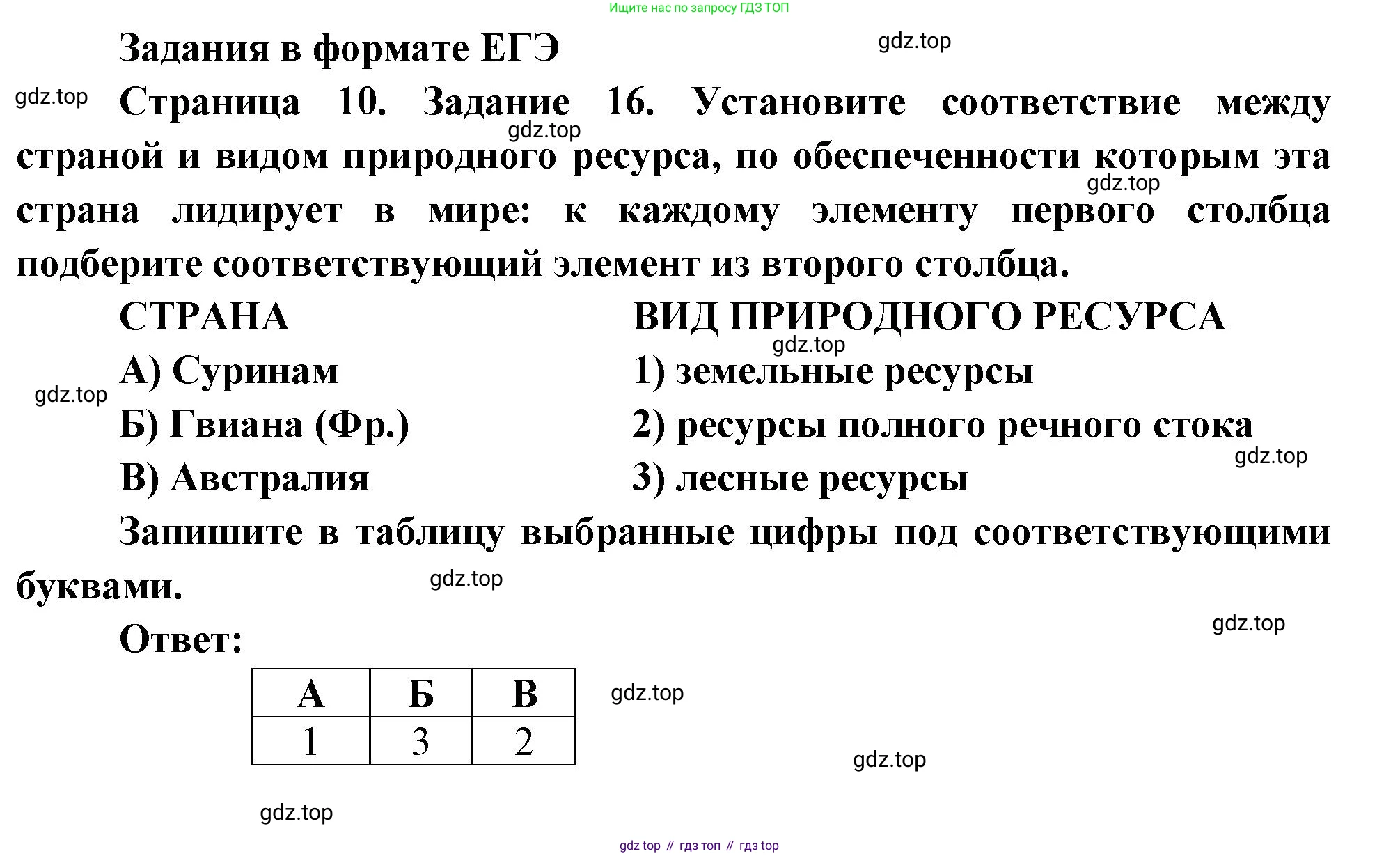 География, 10-11 класс рабочая тетрадь, авторы: Максаковский Владимир Павлович, Заяц Дмитрий Викторович, издательство Просвещение, Москва, 2019, страница 10, номер 16, Решение