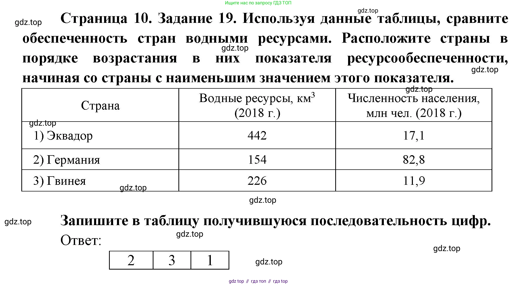 География, 10-11 класс рабочая тетрадь, авторы: Максаковский Владимир Павлович, Заяц Дмитрий Викторович, издательство Просвещение, Москва, 2019, страница 10, номер 19, Решение
