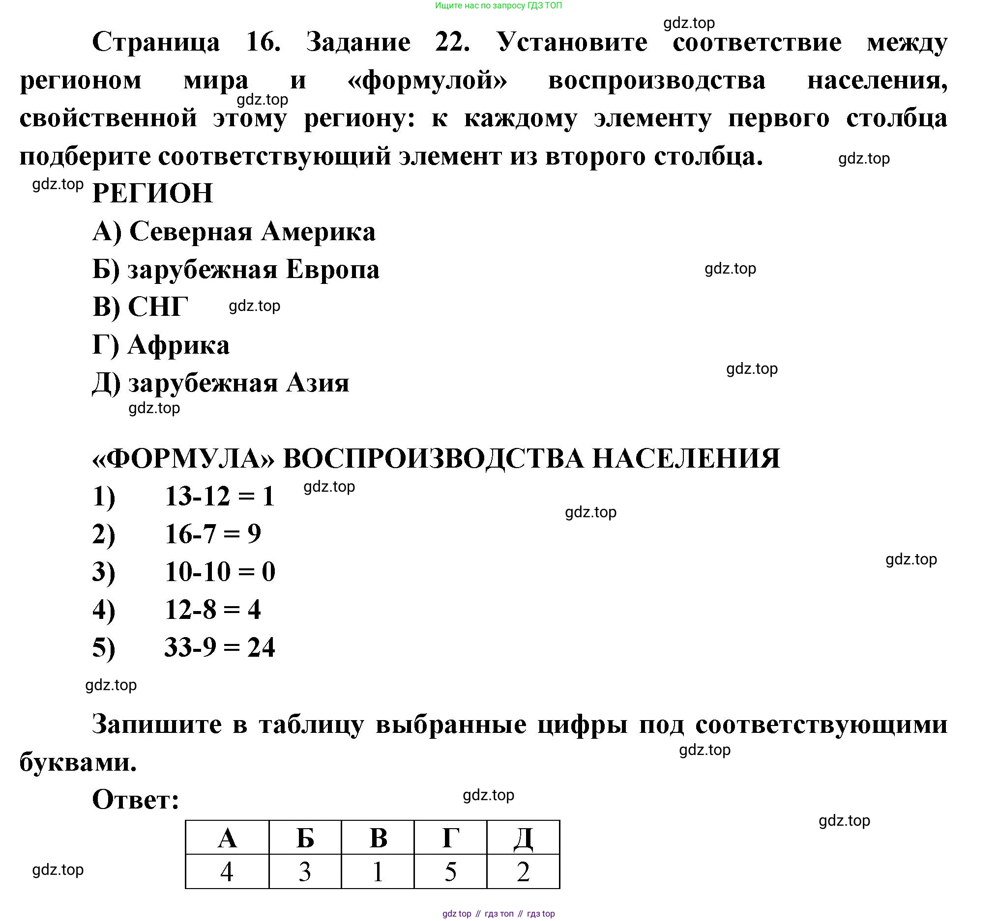 География, 10-11 класс рабочая тетрадь, авторы: Максаковский Владимир Павлович, Заяц Дмитрий Викторович, издательство Просвещение, Москва, 2019, страница 16, номер 22, Решение