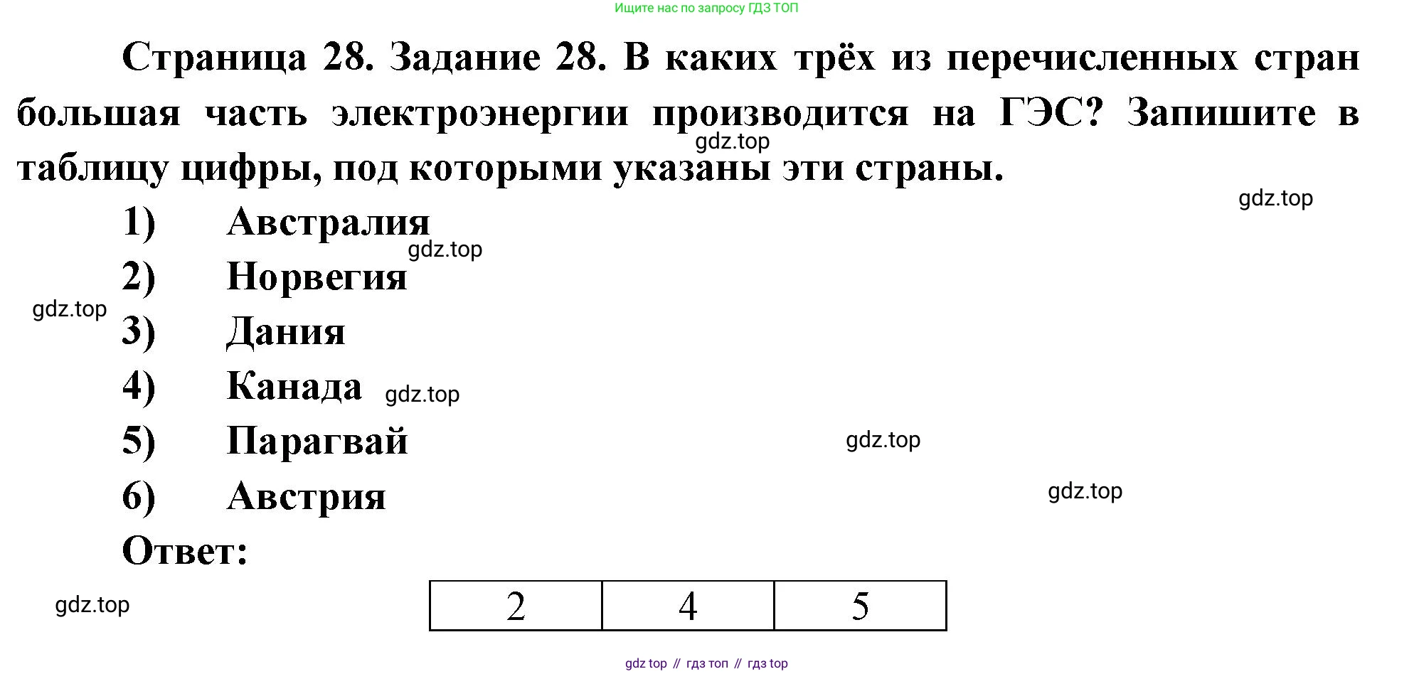География, 10-11 класс рабочая тетрадь, авторы: Максаковский Владимир Павлович, Заяц Дмитрий Викторович, издательство Просвещение, Москва, 2019, страница 28, номер 28, Решение