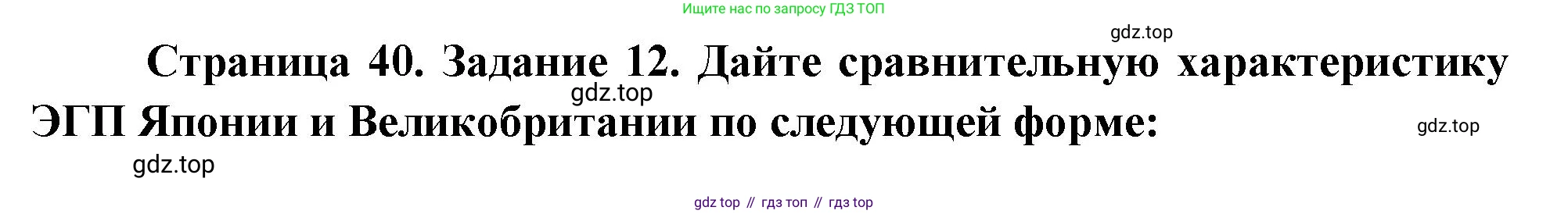 География, 10-11 класс рабочая тетрадь, авторы: Максаковский Владимир Павлович, Заяц Дмитрий Викторович, издательство Просвещение, Москва, 2019, страница 40, номер 12, Решение
