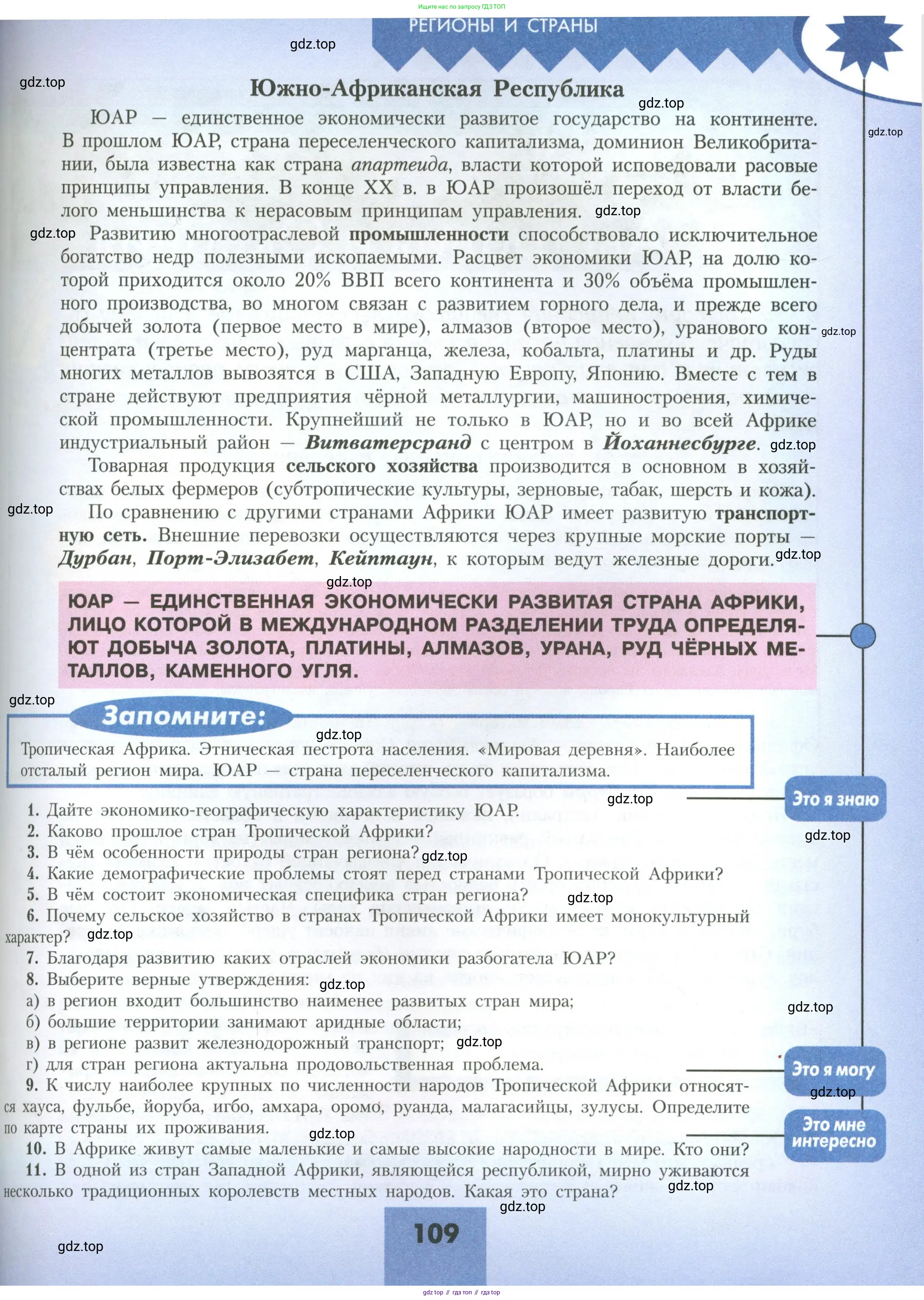 География, 11 класс Учебник, авторы: Гладкий Юрий Никифорович, Николина Вера Викторовна, издательство Просвещение, Москва, 2019, жёлтого цвета, страница 109