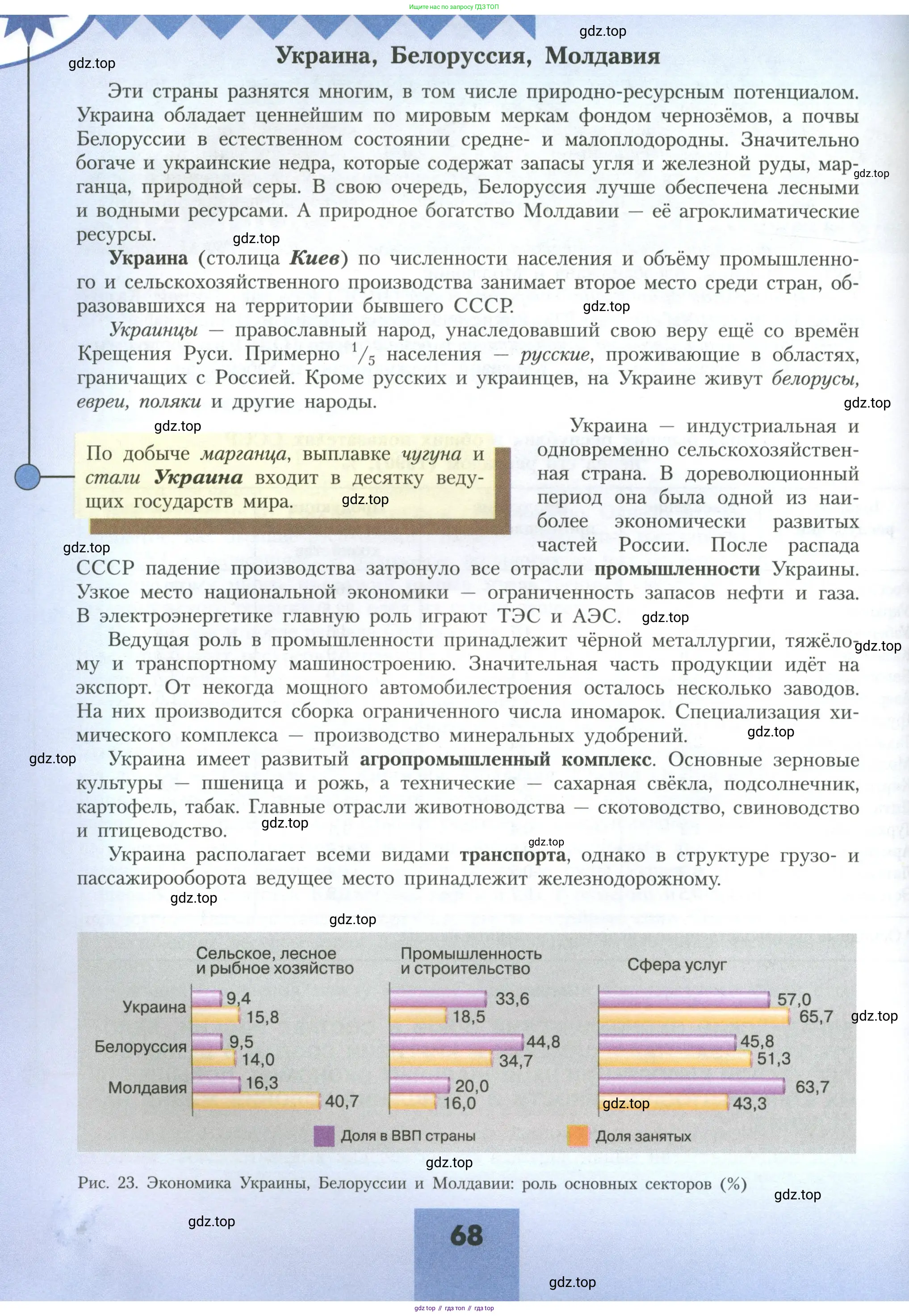 География, 11 класс Учебник, авторы: Гладкий Юрий Никифорович, Николина Вера Викторовна, издательство Просвещение, Москва, 2019, жёлтого цвета, страница 68