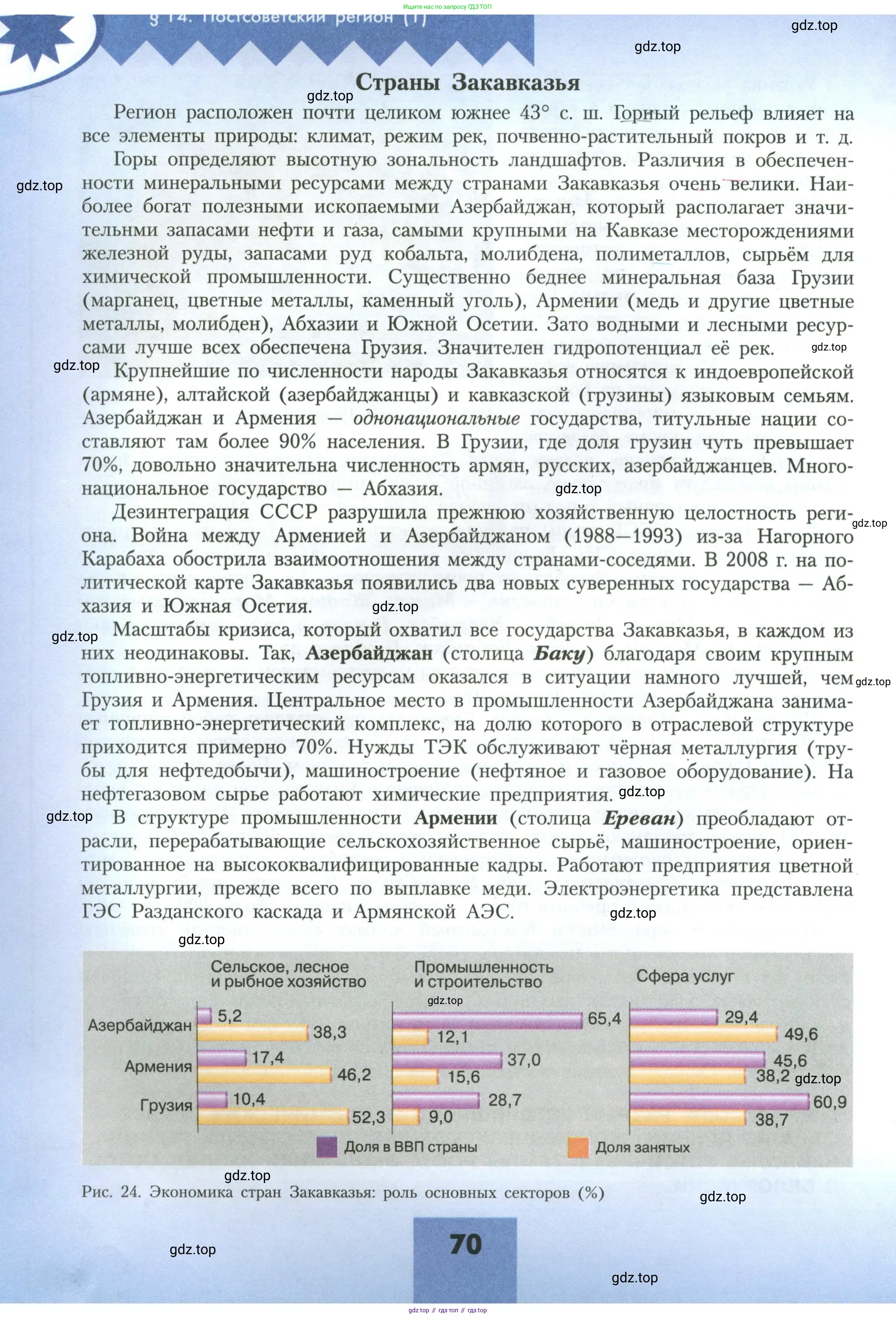 География, 11 класс Учебник, авторы: Гладкий Юрий Никифорович, Николина Вера Викторовна, издательство Просвещение, Москва, 2019, жёлтого цвета, страница 70