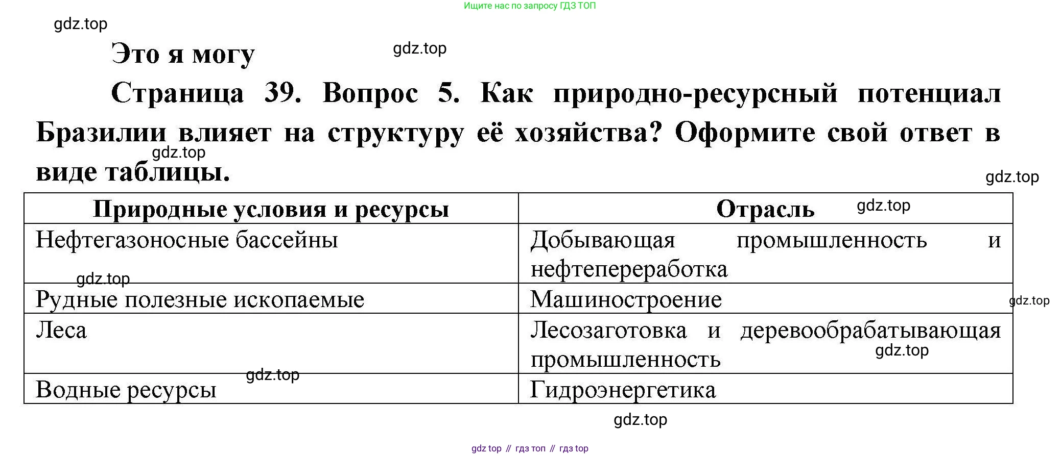География, 11 класс Учебник, авторы: Гладкий Юрий Никифорович, Николина Вера Викторовна, издательство Просвещение, Москва, 2019, жёлтого цвета, страница 39, номер 5, Решение