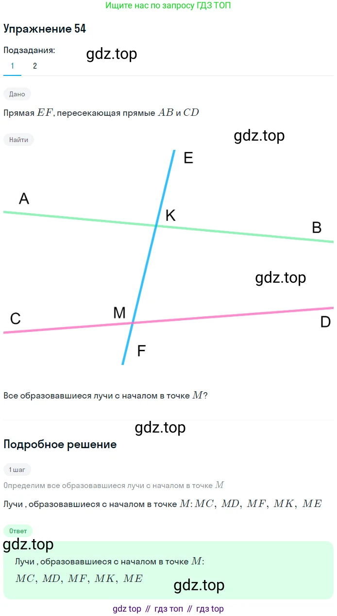 ГДЗ Геометрия, 7 класс Учебник, авторы: Мерзляк Аркадий Григорьевич, Полонский Виталий Борисович, Якир Михаил Семёнович, издательство Просвещение, Москва, 2023, оранжевого цвета, страница 22, номер 54, Решение 2 (2015-2022) (продолжение 2)
