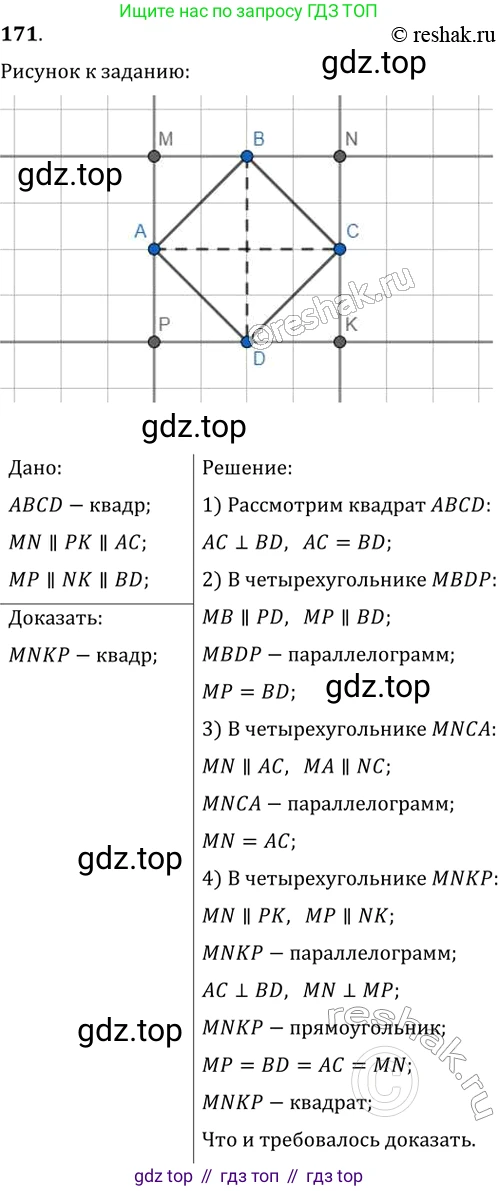 Геометрия, 8 класс Учебник, авторы: Мерзляк Аркадий Григорьевич, Полонский Виталий Борисович, Якир Михаил Семёнович, издательство Просвещение, Москва, 2023, розового цвета, страница 38, номер 171, Решение 2 (2015-2022)