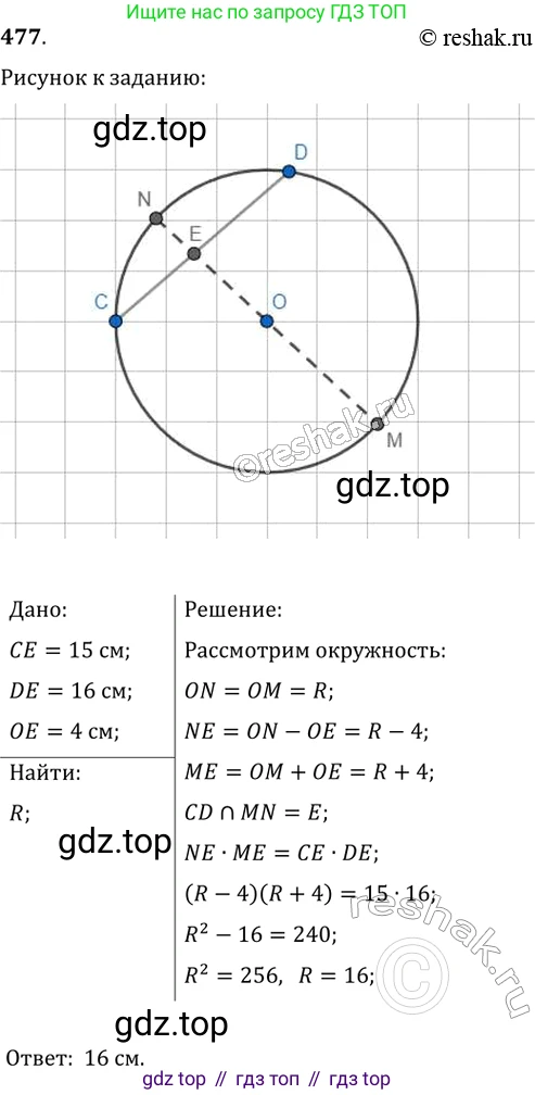Геометрия, 8 класс Учебник, авторы: Мерзляк Аркадий Григорьевич, Полонский Виталий Борисович, Якир Михаил Семёнович, издательство Просвещение, Москва, 2023, розового цвета, страница 98, номер 477, Решение 2 (2015-2022)
