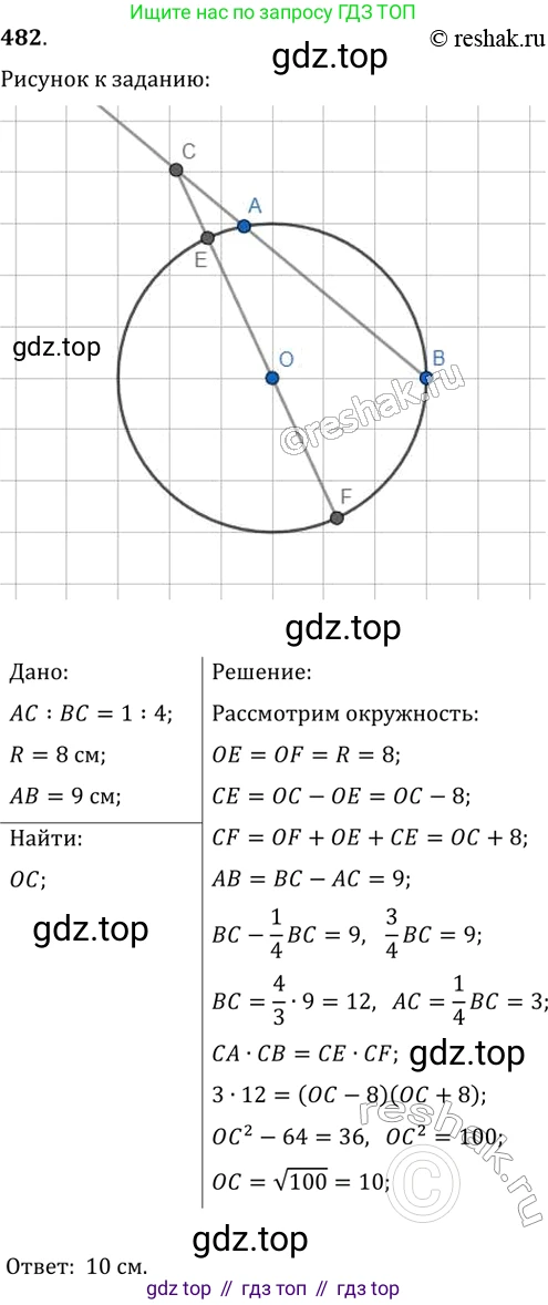 Геометрия, 8 класс Учебник, авторы: Мерзляк Аркадий Григорьевич, Полонский Виталий Борисович, Якир Михаил Семёнович, издательство Просвещение, Москва, 2023, розового цвета, страница 98, номер 482, Решение 2 (2015-2022)
