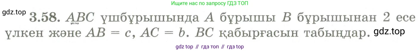 ГДЗ Геометрия, 9 класс Учебник, авторы: Шыныбеков Абдухали Насырович, Шыныбеков Данияр Абдухалиевич, Жумабаев Ринат Нурланович, издательство Атамұра, Алматы, 2019, голубого цвета, страница 118, номер 3.58, Условия kz