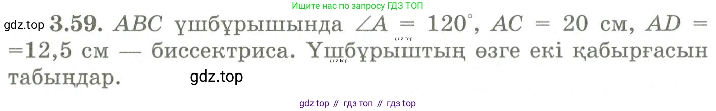 ГДЗ Геометрия, 9 класс Учебник, авторы: Шыныбеков Абдухали Насырович, Шыныбеков Данияр Абдухалиевич, Жумабаев Ринат Нурланович, издательство Атамұра, Алматы, 2019, голубого цвета, страница 118, номер 3.59, Условия kz