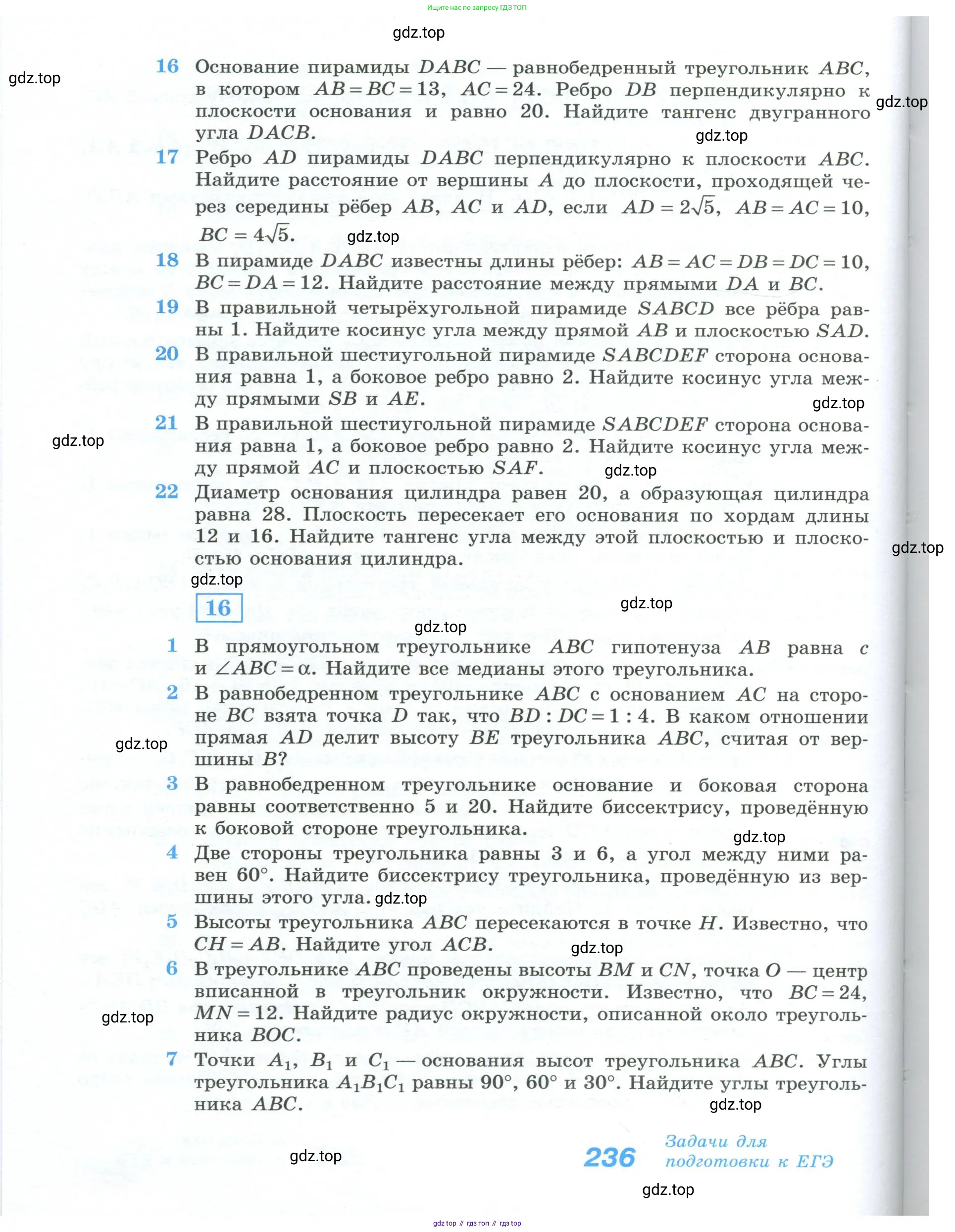Геометрия, 10-11 класс Учебник, авторы: Атанасян Левон Сергеевич, Бутузов Валентин Фёдорович, Кадомцев Сергей Борисович, Позняк Эдуард Генрихович, Киселёва Людмила Сергеевна, издательство Просвещение, Москва, 2019, коричневого цвета, страница 236