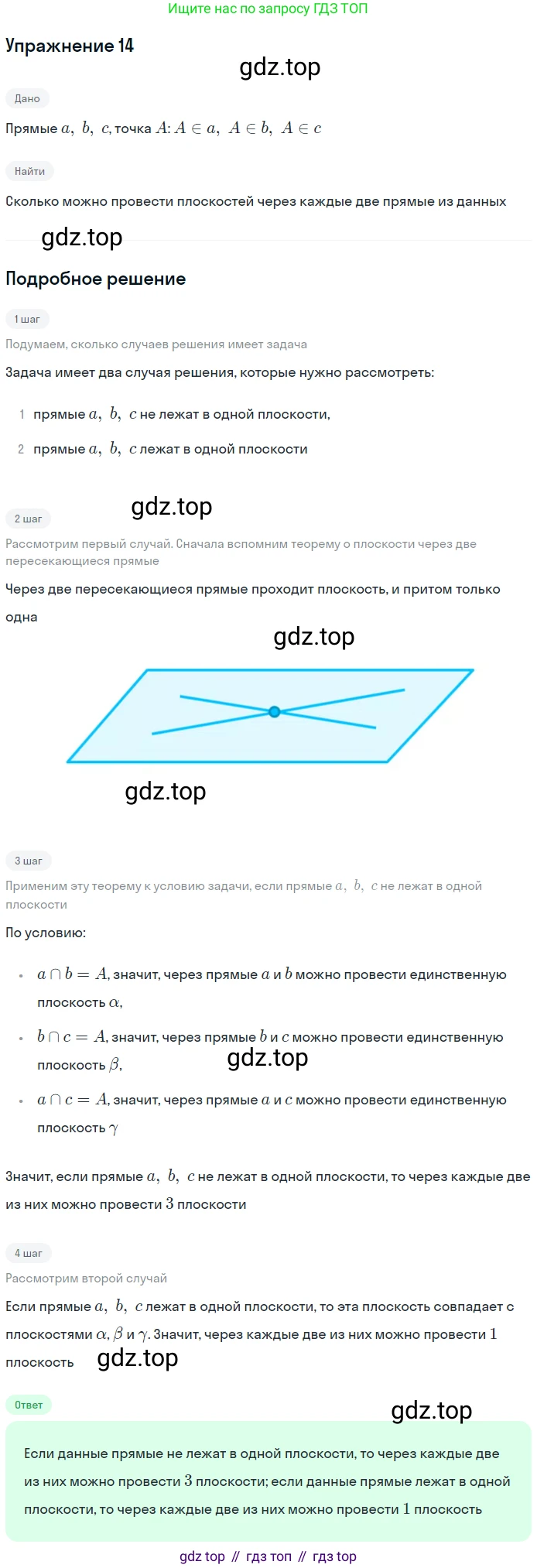 ГДЗ Геометрия, 10-11 класс Учебник, авторы: Атанасян Левон Сергеевич, Бутузов Валентин Фёдорович, Кадомцев Сергей Борисович, Позняк Эдуард Генрихович, Киселёва Людмила Сергеевна, издательство Просвещение, Москва, 2019, коричневого цвета, страница 8, номер 14, Решение 2