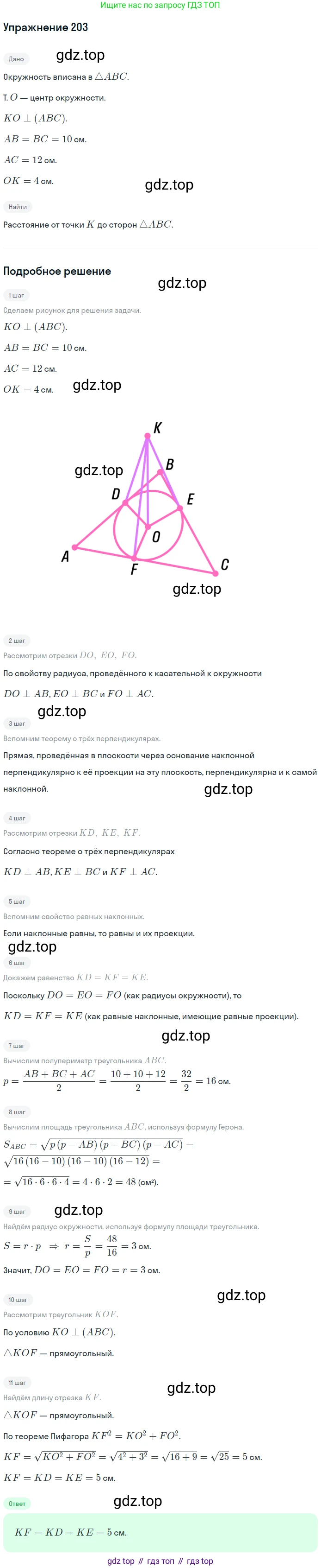 ГДЗ Геометрия, 10-11 класс Учебник, авторы: Атанасян Левон Сергеевич, Бутузов Валентин Фёдорович, Кадомцев Сергей Борисович, Позняк Эдуард Генрихович, Киселёва Людмила Сергеевна, издательство Просвещение, Москва, 2019, коричневого цвета, страница 61, номер 203, Решение 2