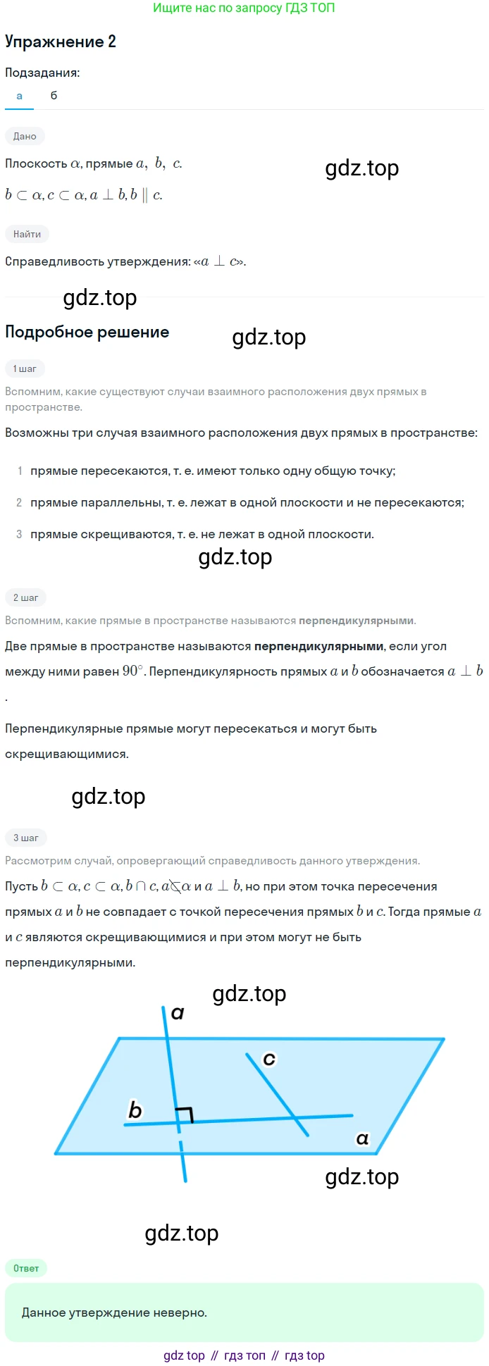 Геометрия, 10-11 класс Учебник, авторы: Атанасян Левон Сергеевич, Бутузов Валентин Фёдорович, Кадомцев Сергей Борисович, Позняк Эдуард Генрихович, Киселёва Людмила Сергеевна, издательство Просвещение, Москва, 2019, коричневого цвета, страница 60, номер 2, Решение 2