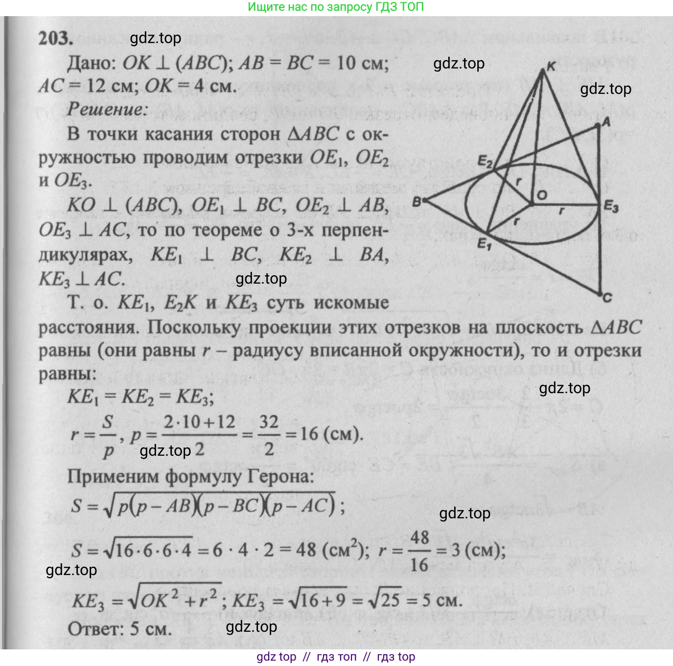 Геометрия, 10-11 класс Учебник, авторы: Атанасян Левон Сергеевич, Бутузов Валентин Фёдорович, Кадомцев Сергей Борисович, Позняк Эдуард Генрихович, Киселёва Людмила Сергеевна, издательство Просвещение, Москва, 2019, коричневого цвета, страница 61, номер 203, Решение 3