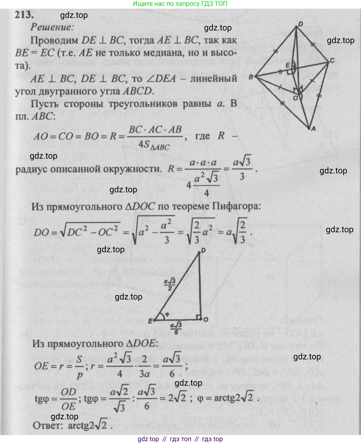 Геометрия, 10-11 класс Учебник, авторы: Атанасян Левон Сергеевич, Бутузов Валентин Фёдорович, Кадомцев Сергей Борисович, Позняк Эдуард Генрихович, Киселёва Людмила Сергеевна, издательство Просвещение, Москва, 2019, коричневого цвета, страница 62, номер 213, Решение 3
