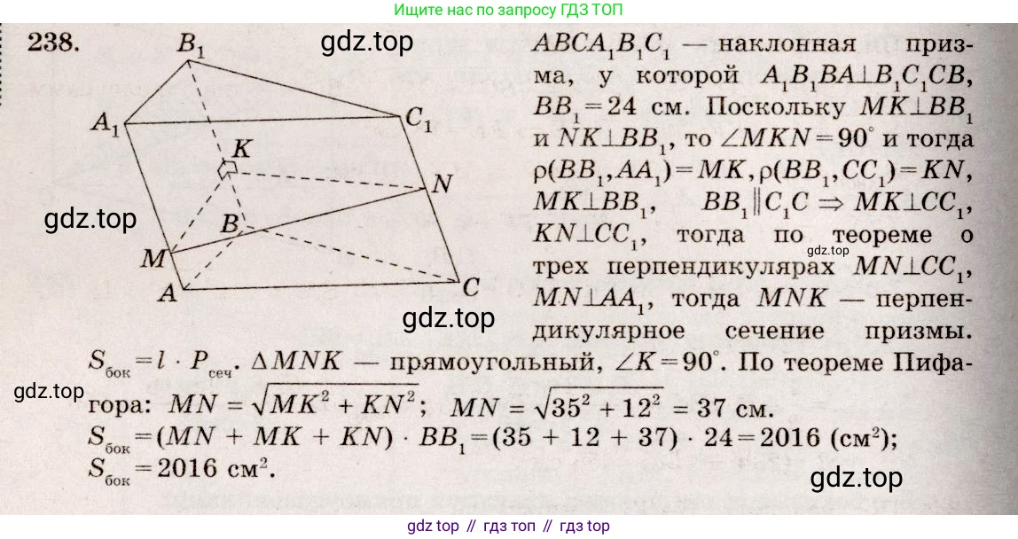 ГДЗ Геометрия, 10-11 класс Учебник, авторы: Атанасян Левон Сергеевич, Бутузов Валентин Фёдорович, Кадомцев Сергей Борисович, Позняк Эдуард Генрихович, Киселёва Людмила Сергеевна, издательство Просвещение, Москва, 2019, коричневого цвета, страница 72, номер 238, Решение 4