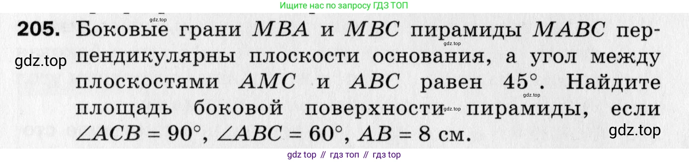 ГДЗ Геометрия, 10 класс Дидактические материалы, авторы: Мерзляк Аркадий Григорьевич, Полонский Виталий Борисович, Рабинович Ефим Михайлович, Якир Михаил Семёнович, издательство Вентана-граф, Москва, 2020, страница 91, номер 205, Условие