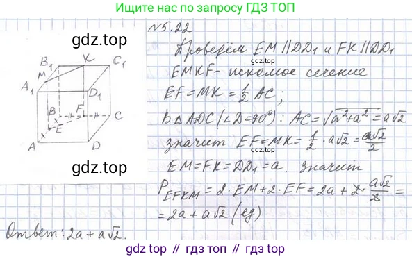 ГДЗ Геометрия, 10 класс Учебник, авторы: Мерзляк Аркадий Григорьевич, Номировский Дмитрий Анатольевич, Полонский Виталий Борисович, Якир Михаил Семёнович, издательство Просвещение, Москва, 2017, оранжевого цвета, страница 48, номер 22, Решение 2