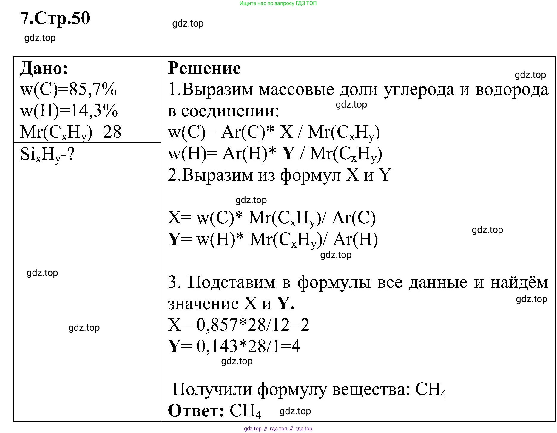 Химия, 7 класс рабочая тетрадь, автор: Габриелян Олег Саргисович, издательство Просвещение, Москва, 2021, страница 50, номер 7, Решение