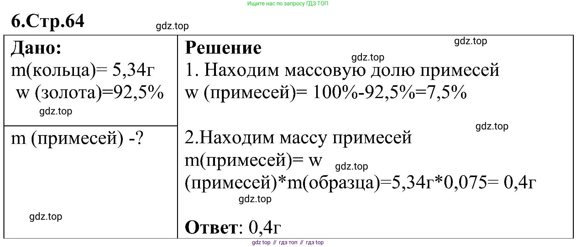 Химия, 7 класс рабочая тетрадь, автор: Габриелян Олег Саргисович, издательство Просвещение, Москва, 2021, страница 64, номер 6, Решение