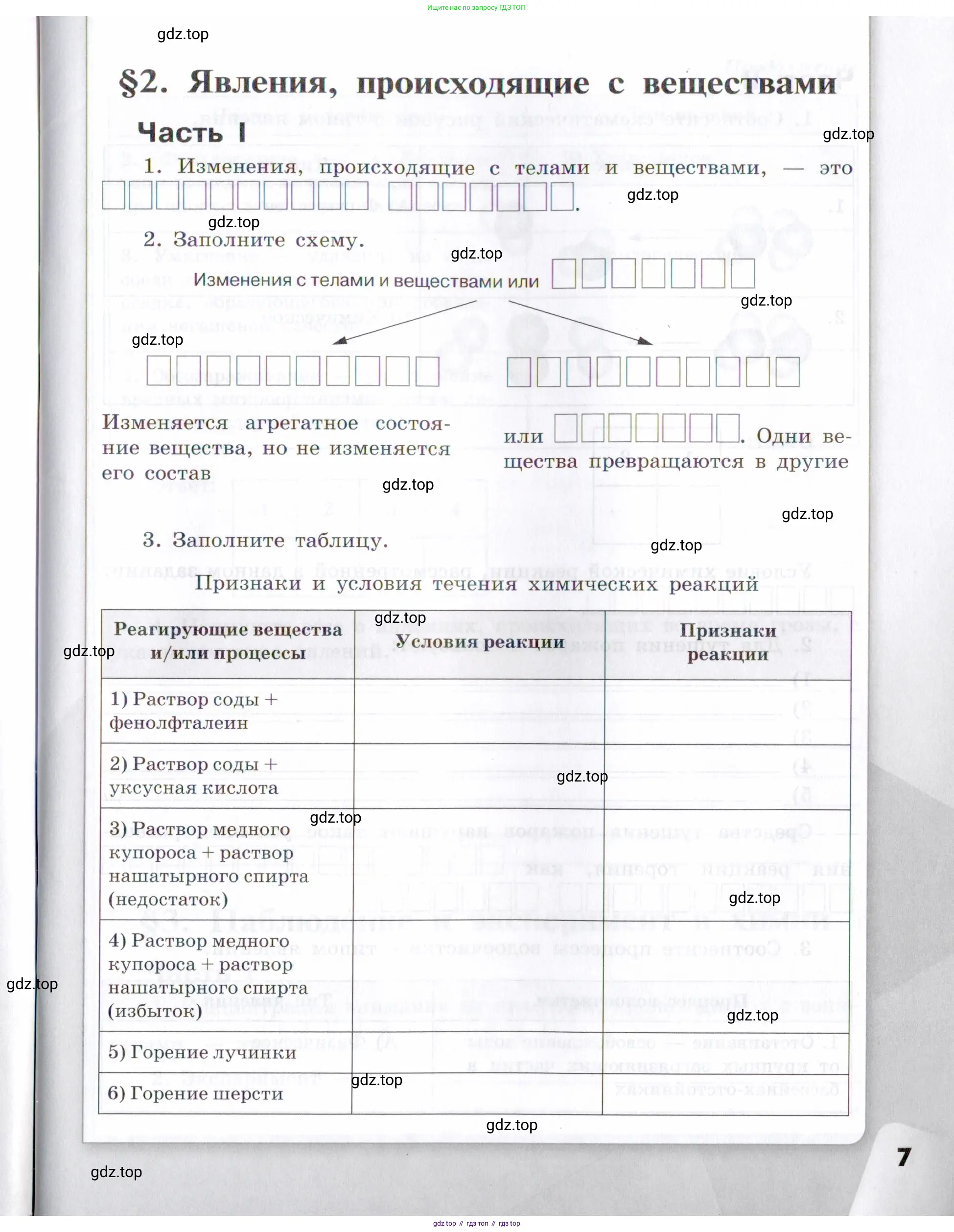 Химия, 7 класс рабочая тетрадь, авторы: Габриелян Олег Саргисович, Сладков Сергей Анатольевич, Остроумов Игорь Геннадьевич, издательство Просвещение, Москва, 2018, белого цвета, страница 7