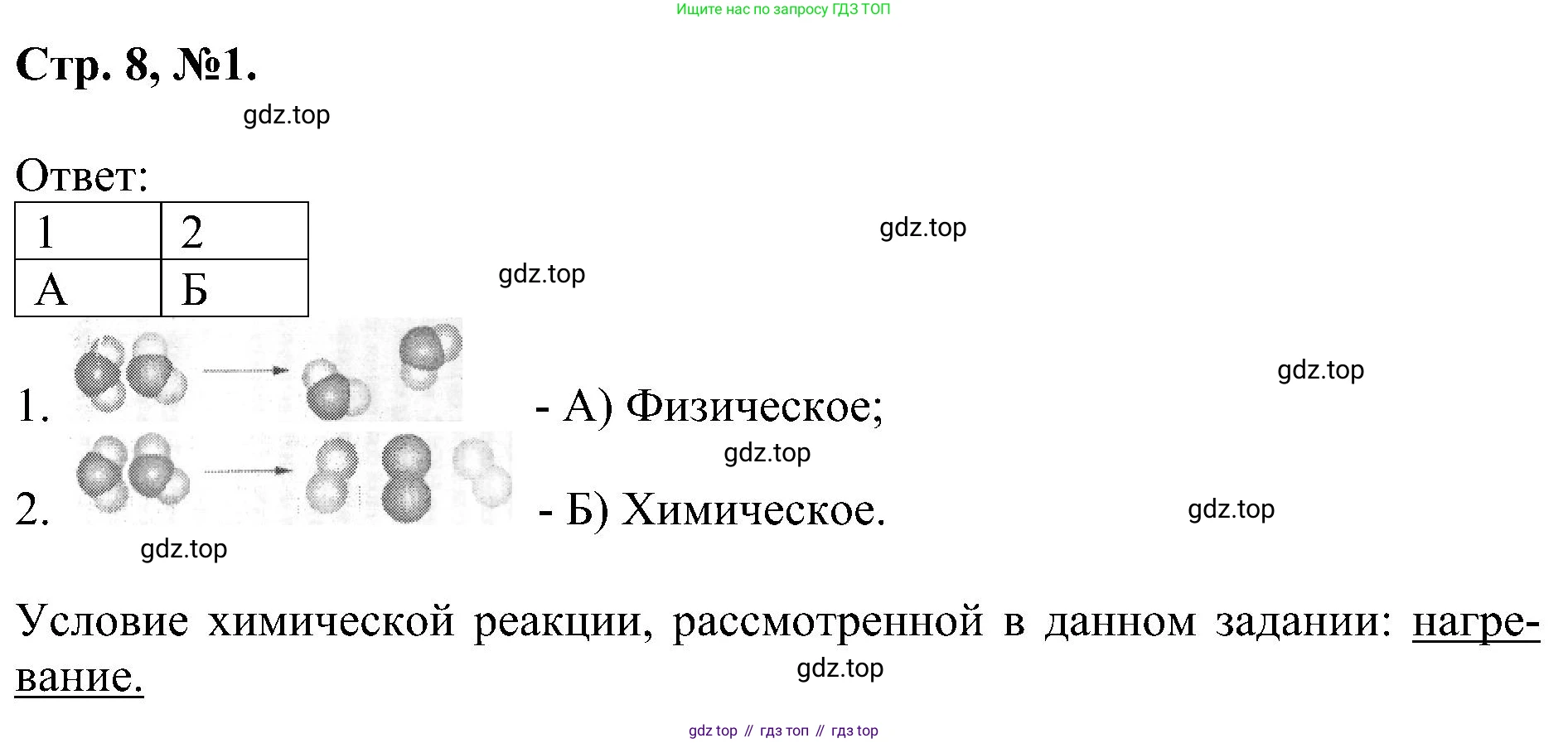 Химия, 7 класс рабочая тетрадь, авторы: Габриелян Олег Саргисович, Сладков Сергей Анатольевич, Остроумов Игорь Геннадьевич, издательство Просвещение, Москва, 2018, белого цвета, страница 8, номер 1, Решение