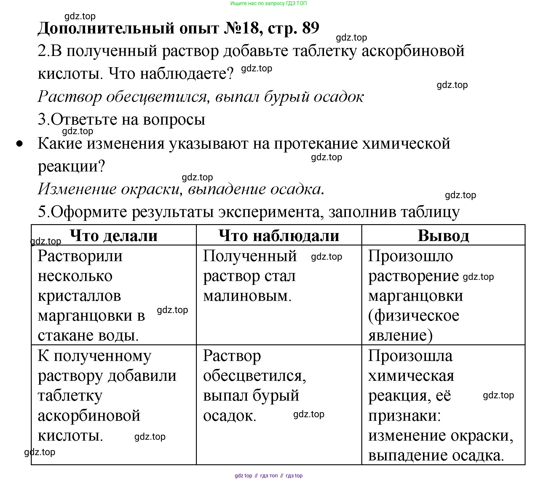 Химия, 7 класс Тетрадь для лабораторных и практических работ, авторы: Габриелян Олег Саргисович, Аксенова Инна Васильевна, Остроумов Игорь Геннадьевич, издательство Просвещение, Москва, 2018, белого цвета, страница 89, Решение