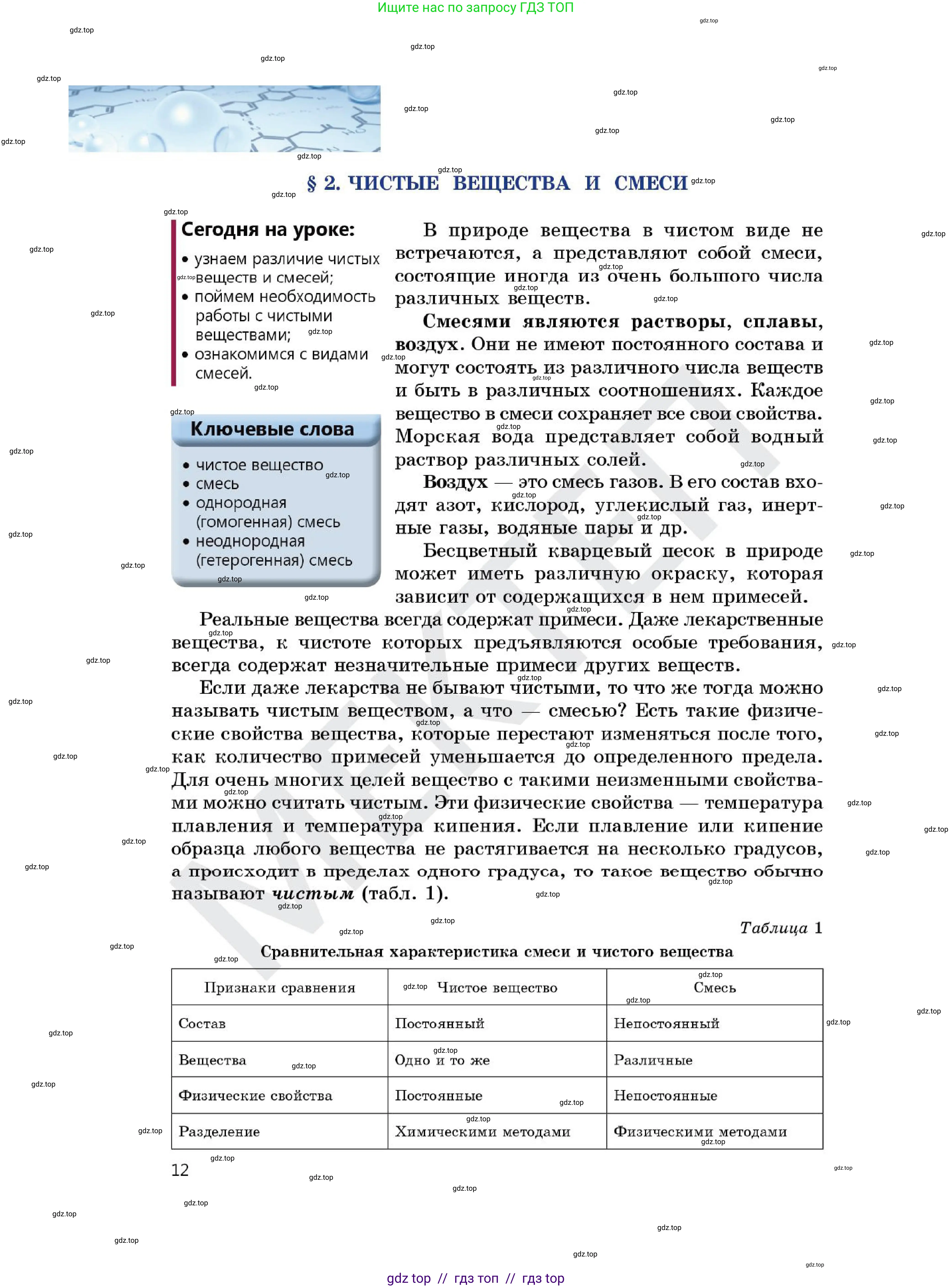 Химия, 7 класс Учебник, авторы: Оспанова Мейрамкуль Кабылбековна, Аухадиева Кырмызы Сейсенбековна, Белоусова Татьяна Геннадьевна, издательство Мектеп, Алматы, 2017, страница 12