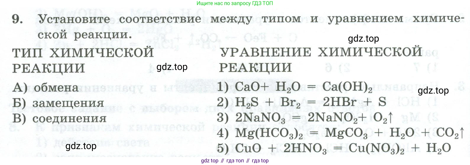 ГДЗ Химия, 8 класс Проверочные и контрольные работы, авторы: Габриелян Олег Саргисович, Лысова Галина Георгиевна, издательство Просвещение, Москва, 2023, белого цвета, страница 32, номер 9, Условие