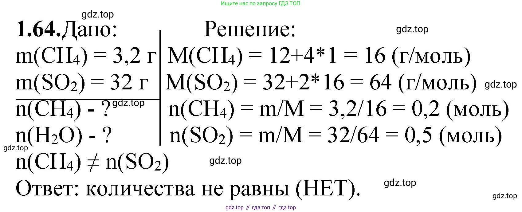 ГДЗ Химия, 8-9 класс Задачник с помощником, авторы: Гара Наталья Николаевна, Габрусева Надежда Ивановна, издательство Просвещение, Москва, 2009, зелёного цвета, Часть I, страница 11, номер 1.64, Решение