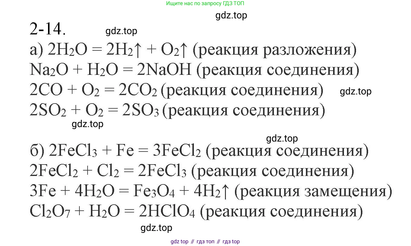 ГДЗ Химия, 8 класс Задачник, авторы: Кузнецова Нинель Евгеньевна, Левкин Антон Николаевич, издательство Вентана-граф, Москва, 2014, бирюзового цвета, страница 25, номер 2-14, Решение