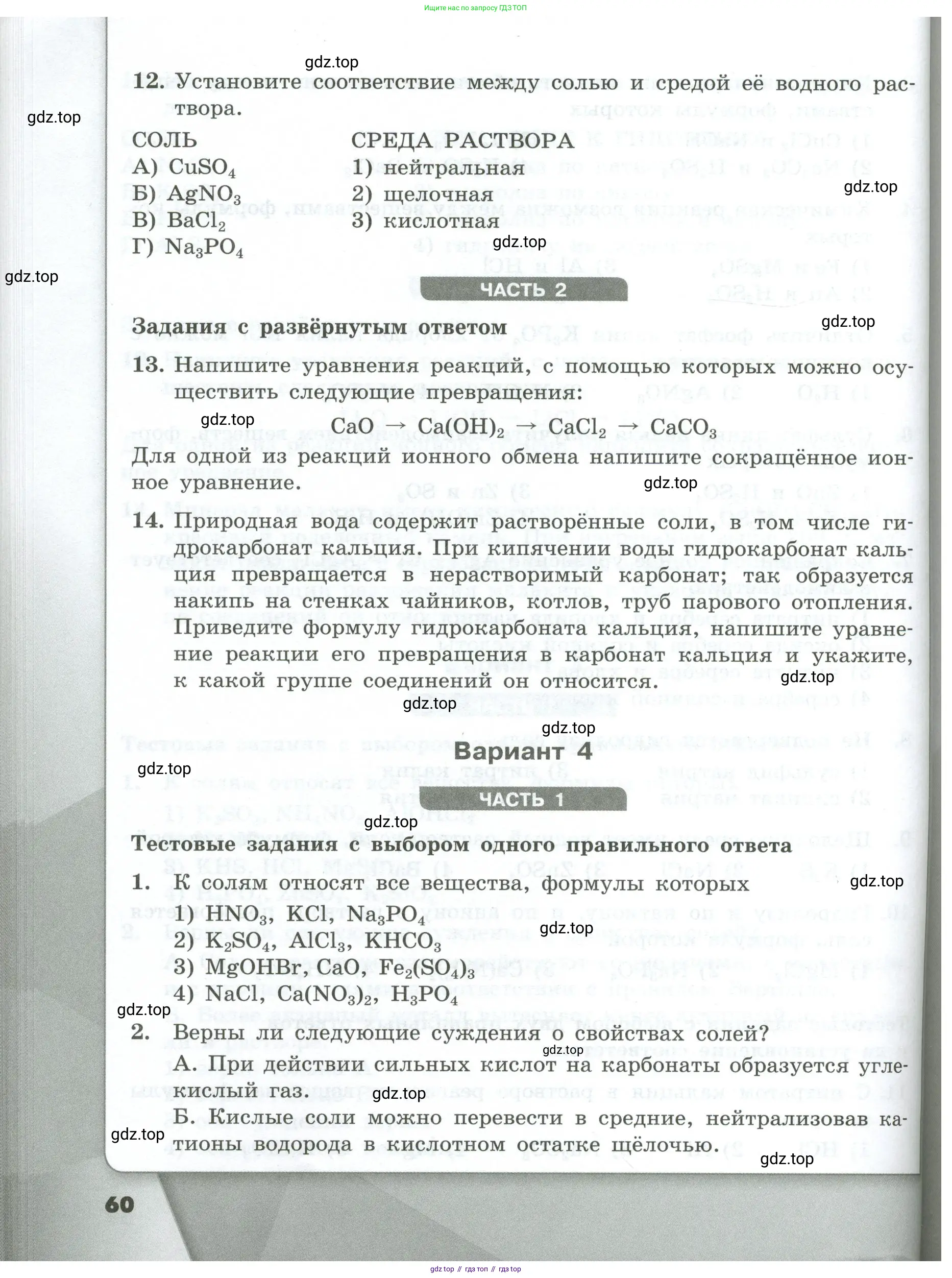 Химия, 9 класс Проверочные и контрольные работы, авторы: Габриелян Олег Саргисович, Лысова Галина Георгиевна, издательство Просвещение, Москва, 2023, белого цвета, страница 60