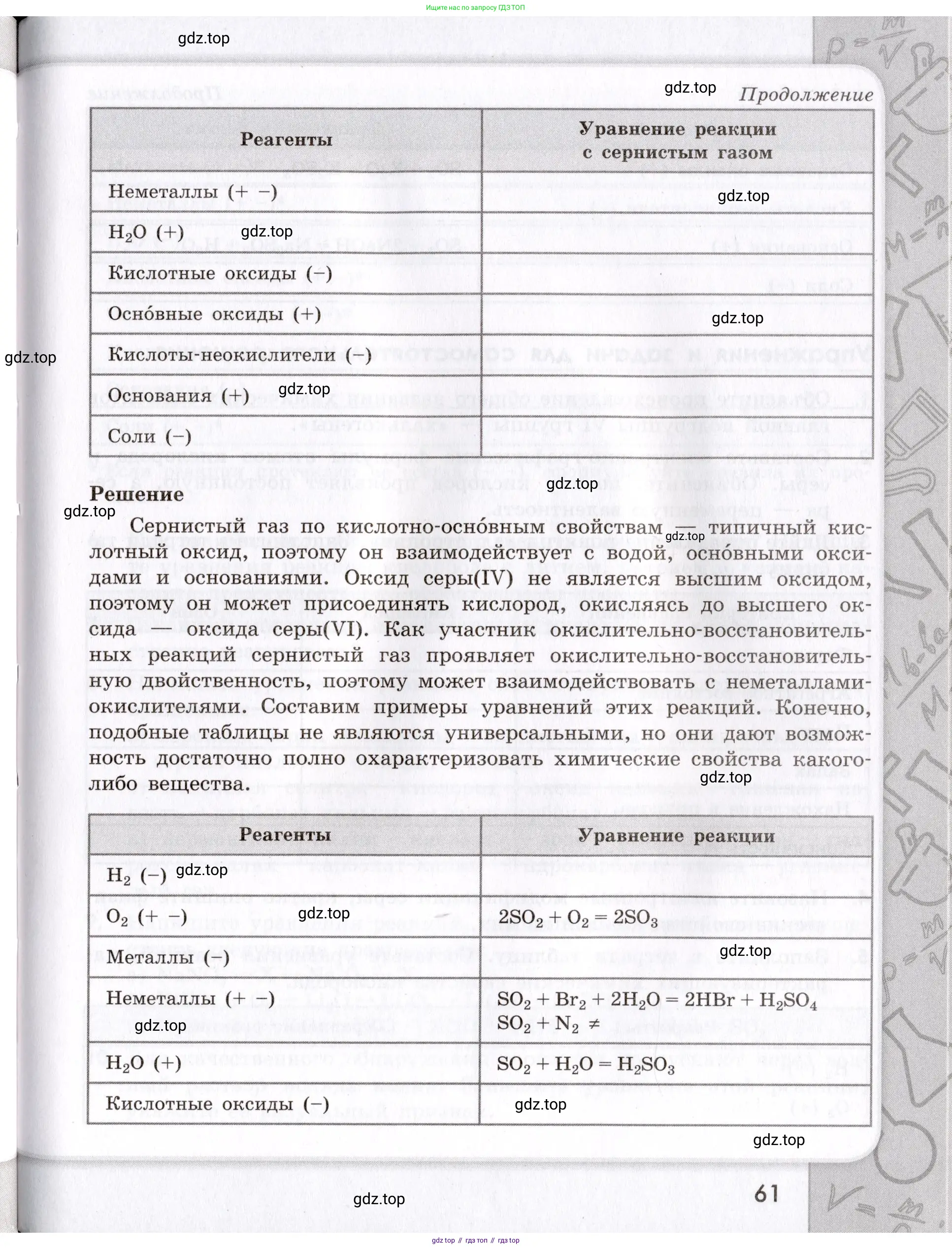 Химия, 9 класс Сборник задач и упражнений, авторы: Габриелян Олег Саргисович, Тригубчак Инесса Васильевна, издательство Просвещение, Москва, 2020, белого цвета, страница 61