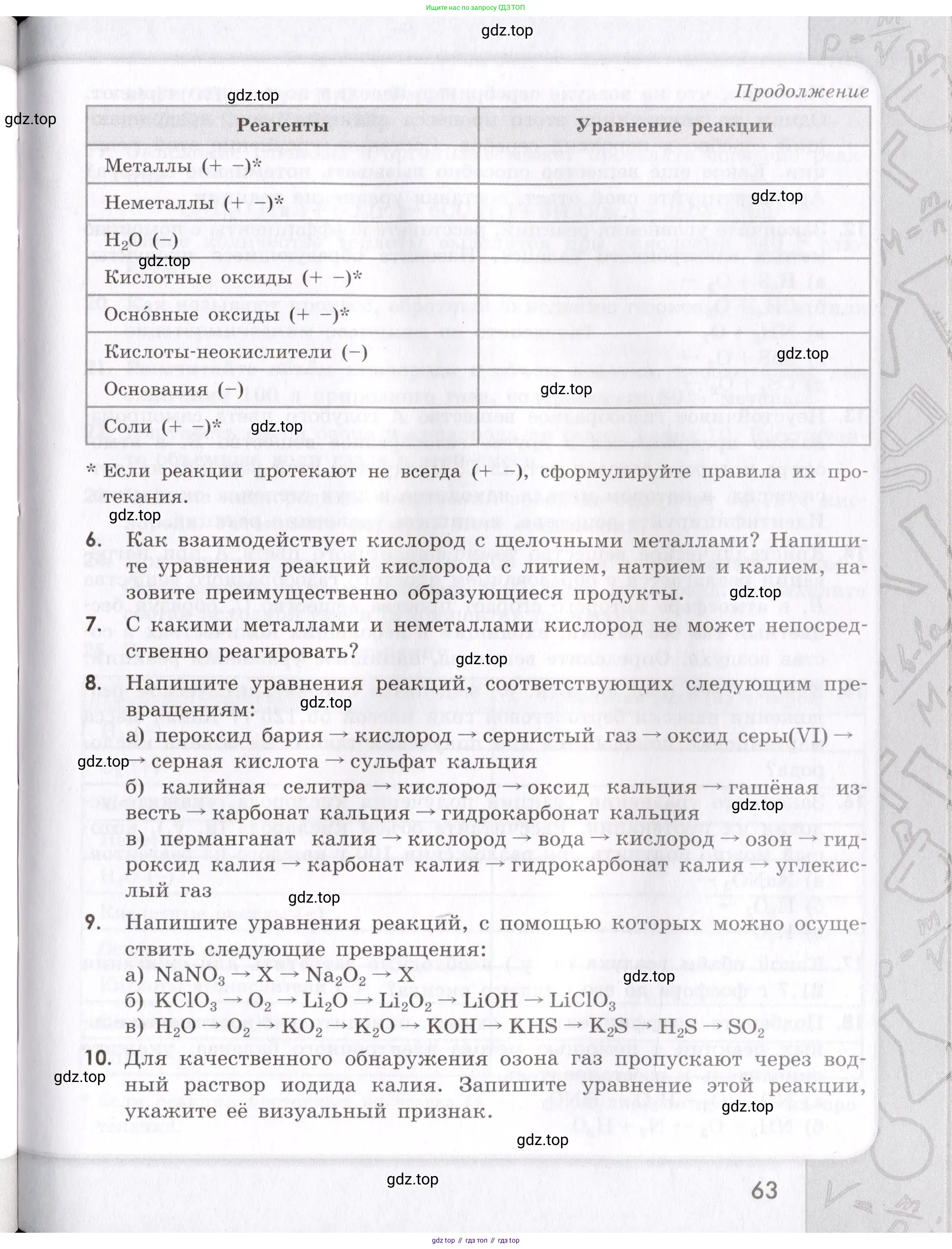 Химия, 9 класс Сборник задач и упражнений, авторы: Габриелян Олег Саргисович, Тригубчак Инесса Васильевна, издательство Просвещение, Москва, 2020, белого цвета, страница 63