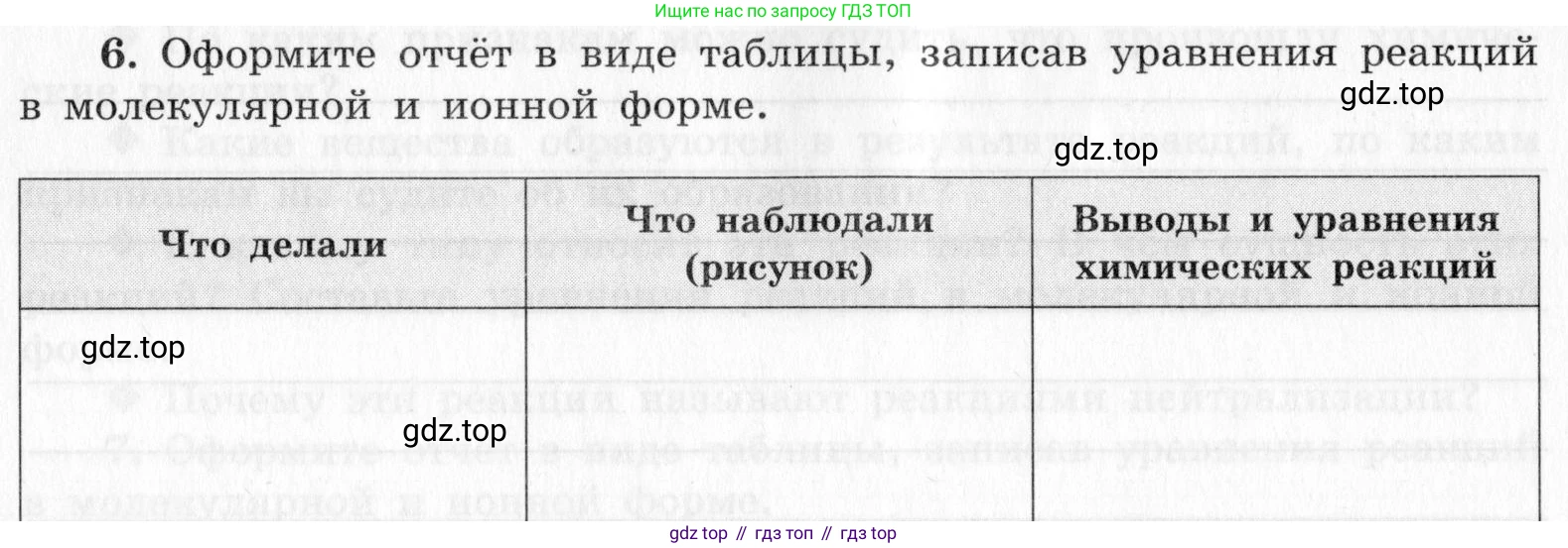 ГДЗ Химия, 9 класс Тетрадь для лабораторных опытов и практических работ, авторы: Габриелян Олег Саргисович, Аксенова Инна Васильевна, Остроумов Игорь Геннадьевич, издательство Просвещение, Москва, 2020, белого цвета, страница 40, номер 6, Условие