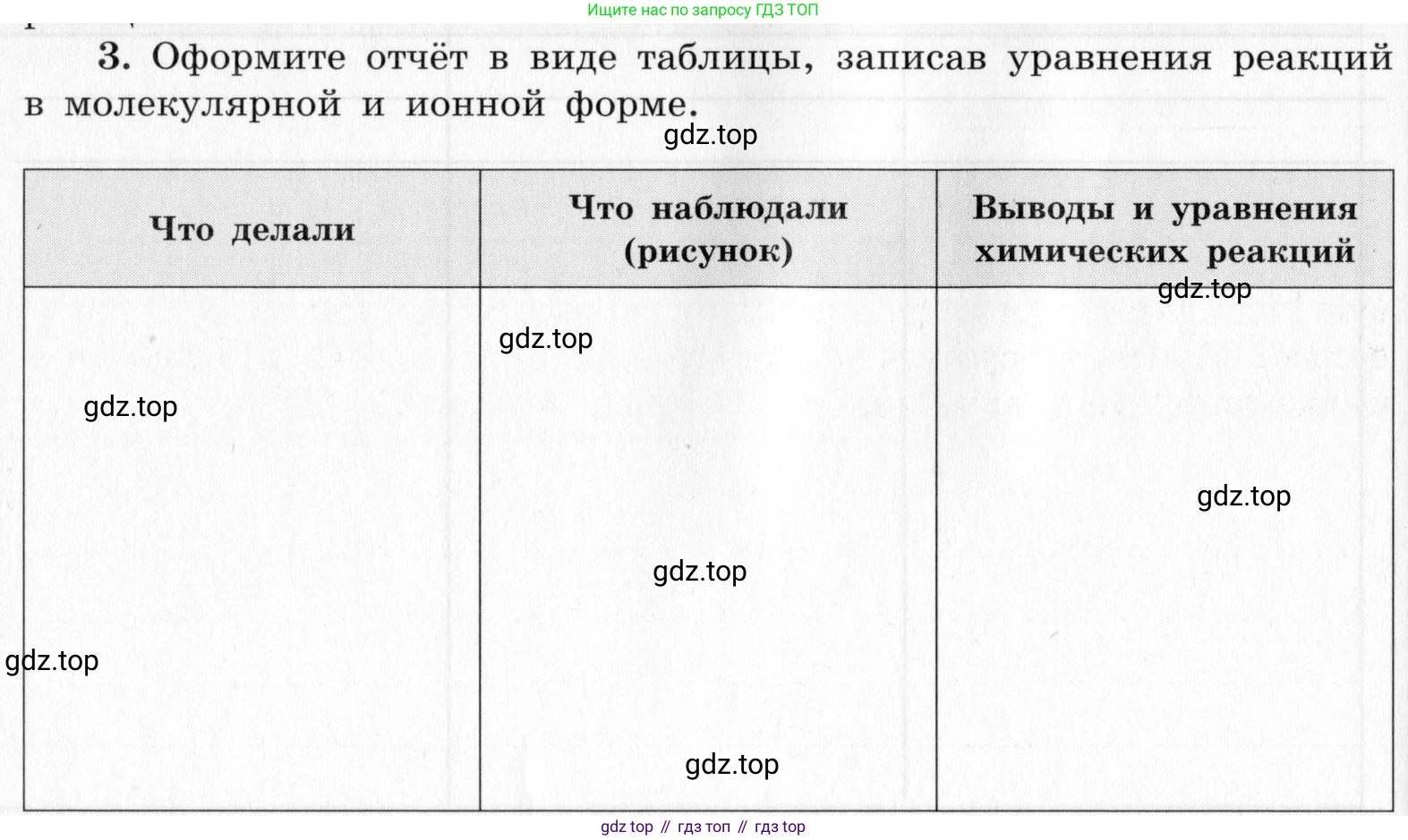 ГДЗ Химия, 9 класс Тетрадь для лабораторных опытов и практических работ, авторы: Габриелян Олег Саргисович, Аксенова Инна Васильевна, Остроумов Игорь Геннадьевич, издательство Просвещение, Москва, 2020, белого цвета, страница 50, номер 3, Условие