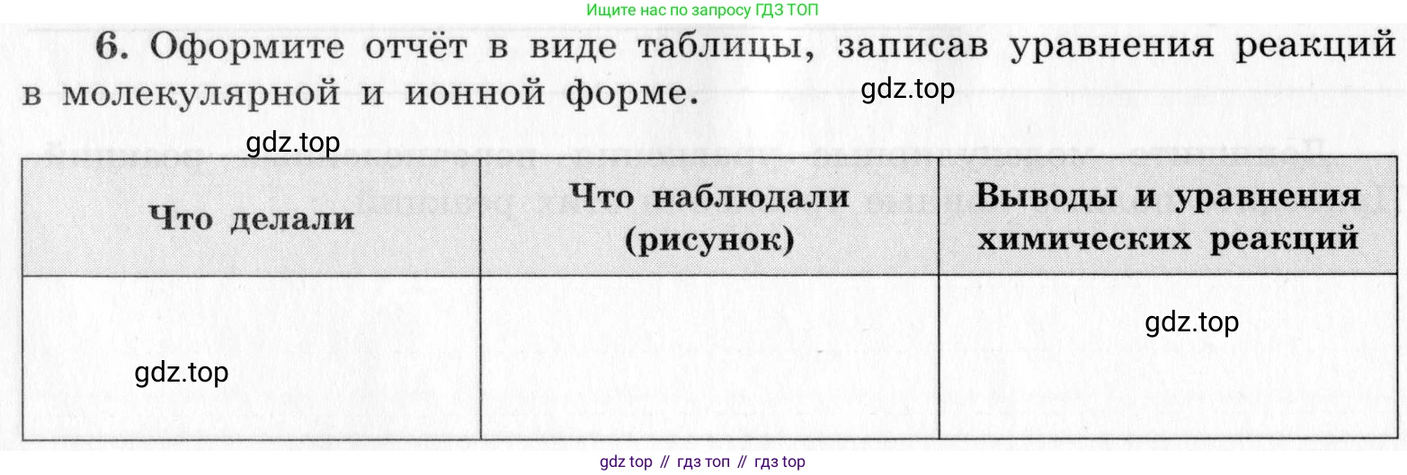 ГДЗ Химия, 9 класс Тетрадь для лабораторных опытов и практических работ, авторы: Габриелян Олег Саргисович, Аксенова Инна Васильевна, Остроумов Игорь Геннадьевич, издательство Просвещение, Москва, 2020, белого цвета, страница 60, номер 6, Условие
