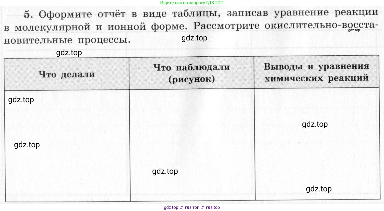 ГДЗ Химия, 9 класс Тетрадь для лабораторных опытов и практических работ, авторы: Габриелян Олег Саргисович, Аксенова Инна Васильевна, Остроумов Игорь Геннадьевич, издательство Просвещение, Москва, 2020, белого цвета, страница 70, номер 5, Условие