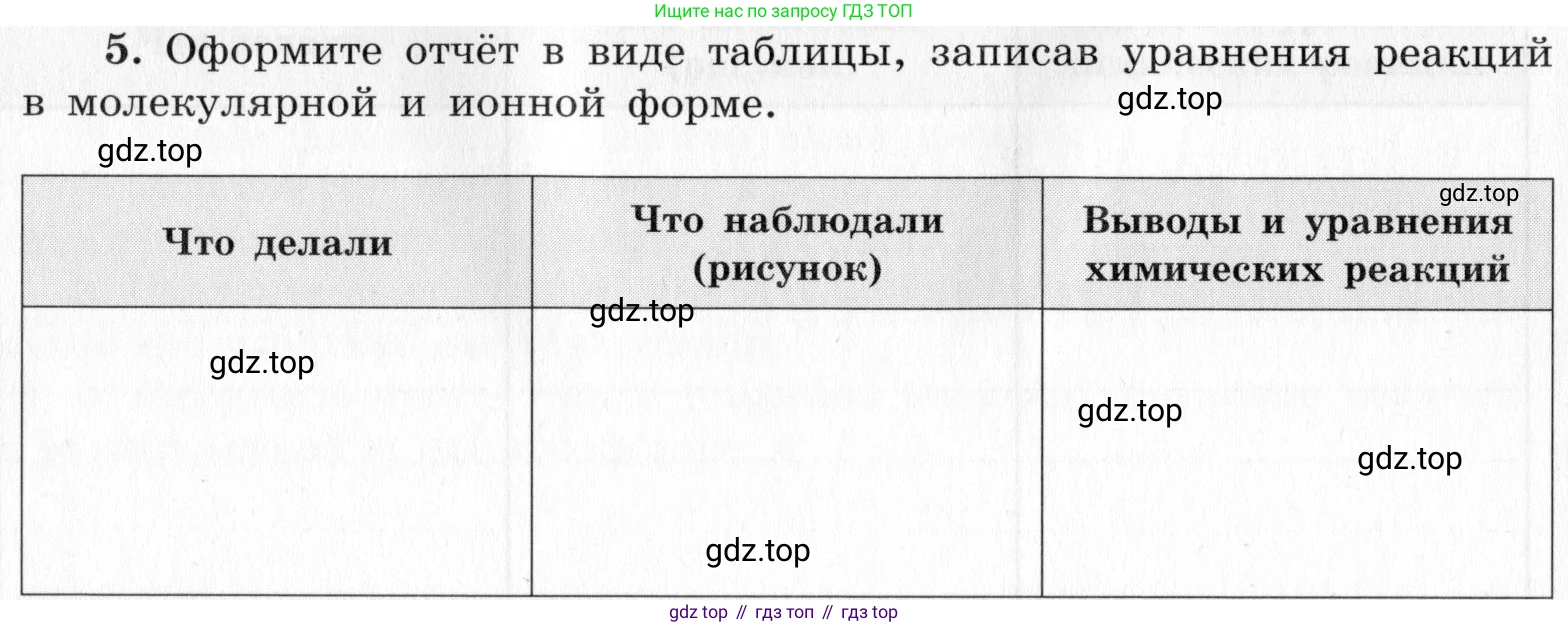 ГДЗ Химия, 9 класс Тетрадь для лабораторных опытов и практических работ, авторы: Габриелян Олег Саргисович, Аксенова Инна Васильевна, Остроумов Игорь Геннадьевич, издательство Просвещение, Москва, 2020, белого цвета, страница 82, номер 5, Условие
